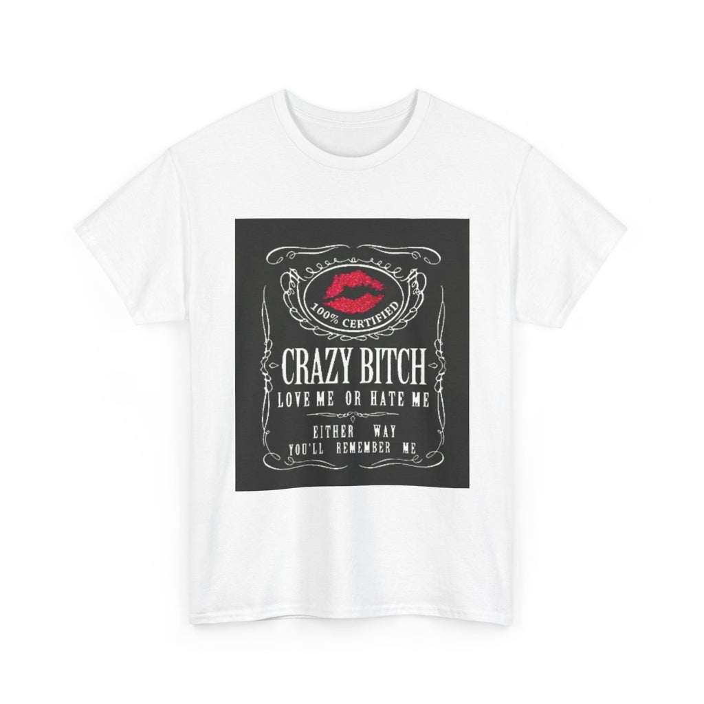 Crazy Bitch Graphic Tee – 'Love Me or Hate Me' Retro Lip Print