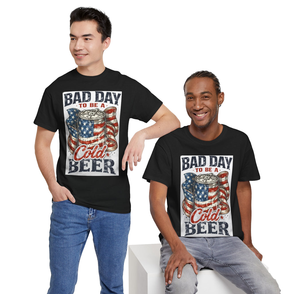 Bad Day to Be a Cold Beer T-Shirt — American Flag Beer Can Graphic Tee