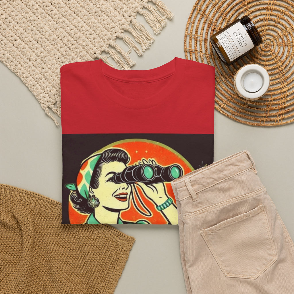 Graphic Tee — "Oh, Look! Nobody Gives a Shit" Retro Binoculars Design