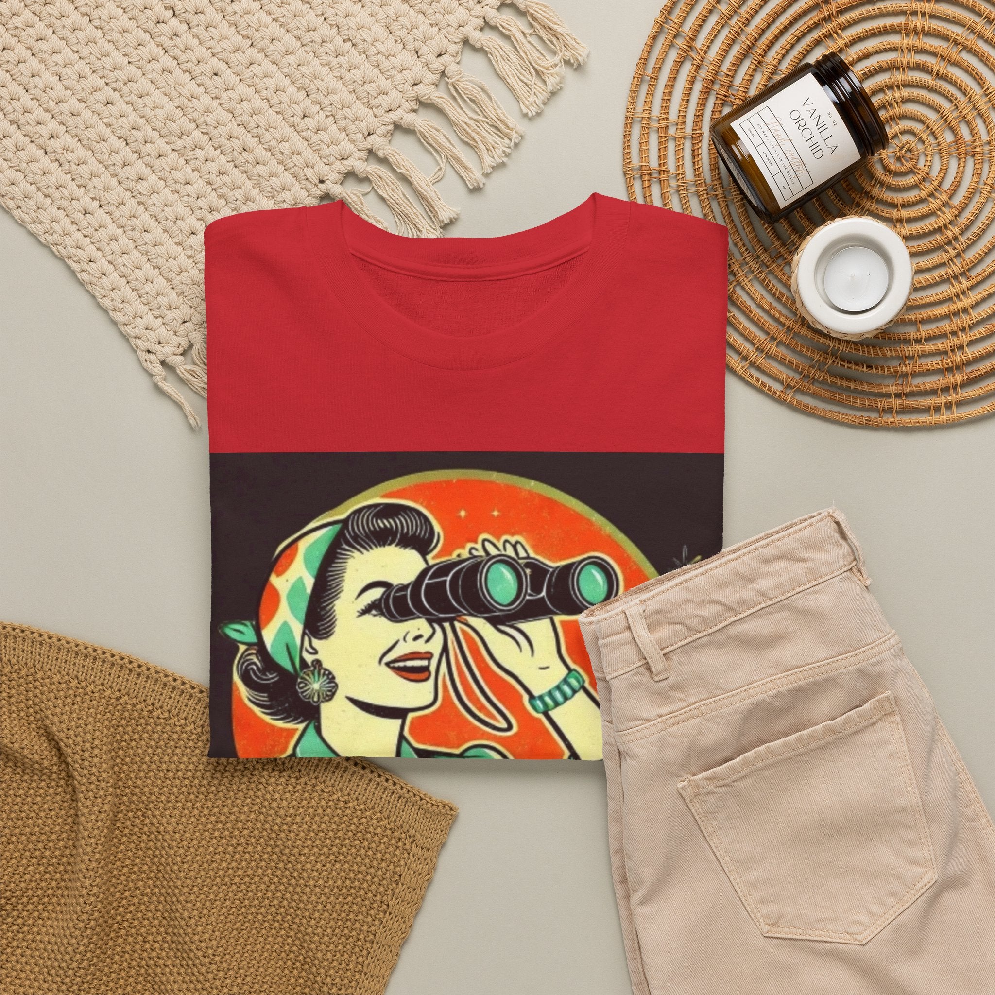 Graphic Tee — "Oh, Look! Nobody Gives a Shit" Retro Binoculars Design