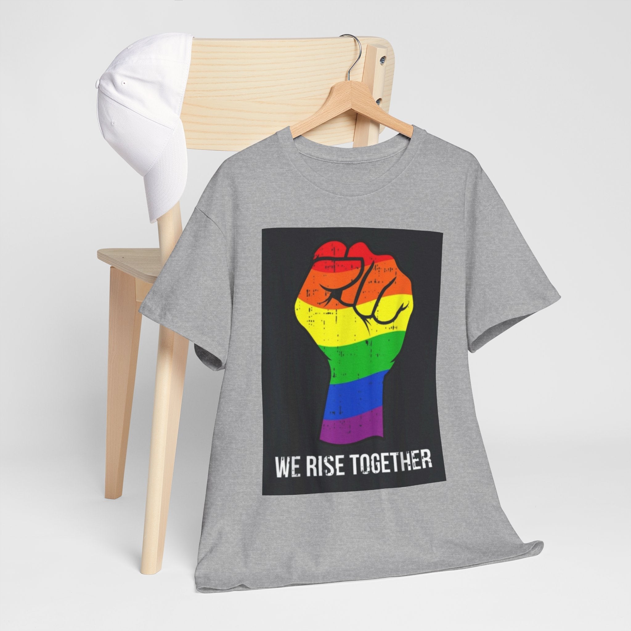 We Rise Together Rainbow Fist T-Shirt