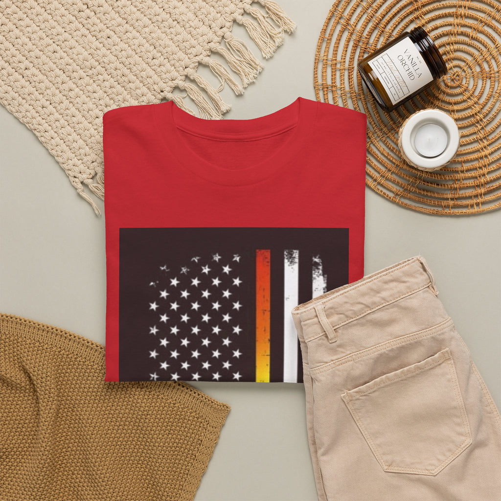 LGBTQ+ Pride Flag T‑Shirt — Distressed American Flag with Rainbow Stripe