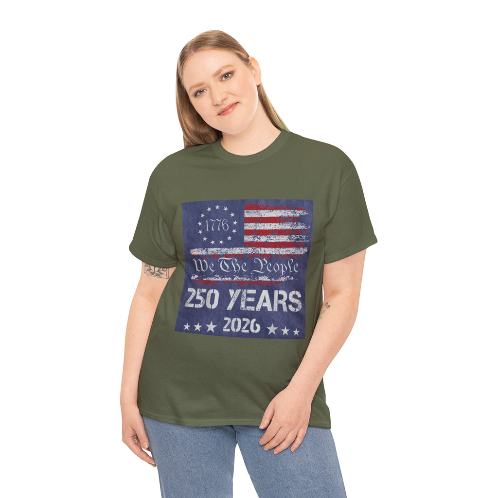 T-Shirt — Vintage 'We The People 250 Years 2026' Patriotic American Flag Tee
