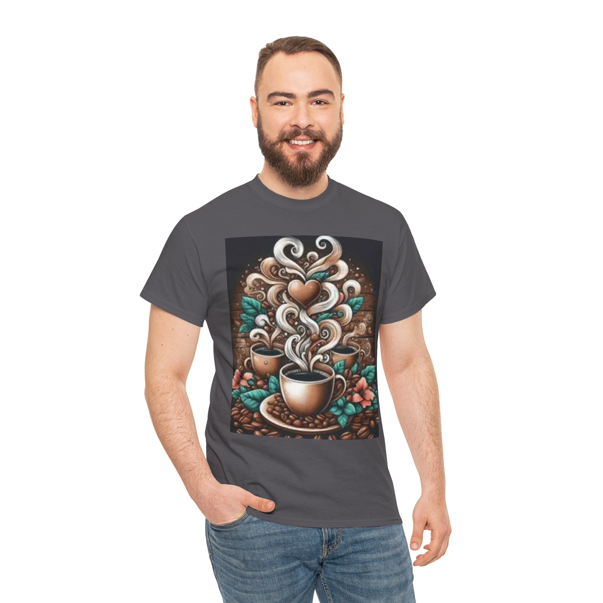 Coffee Cup T-Shirt — Whimsical Steaming Heart Coffee Design