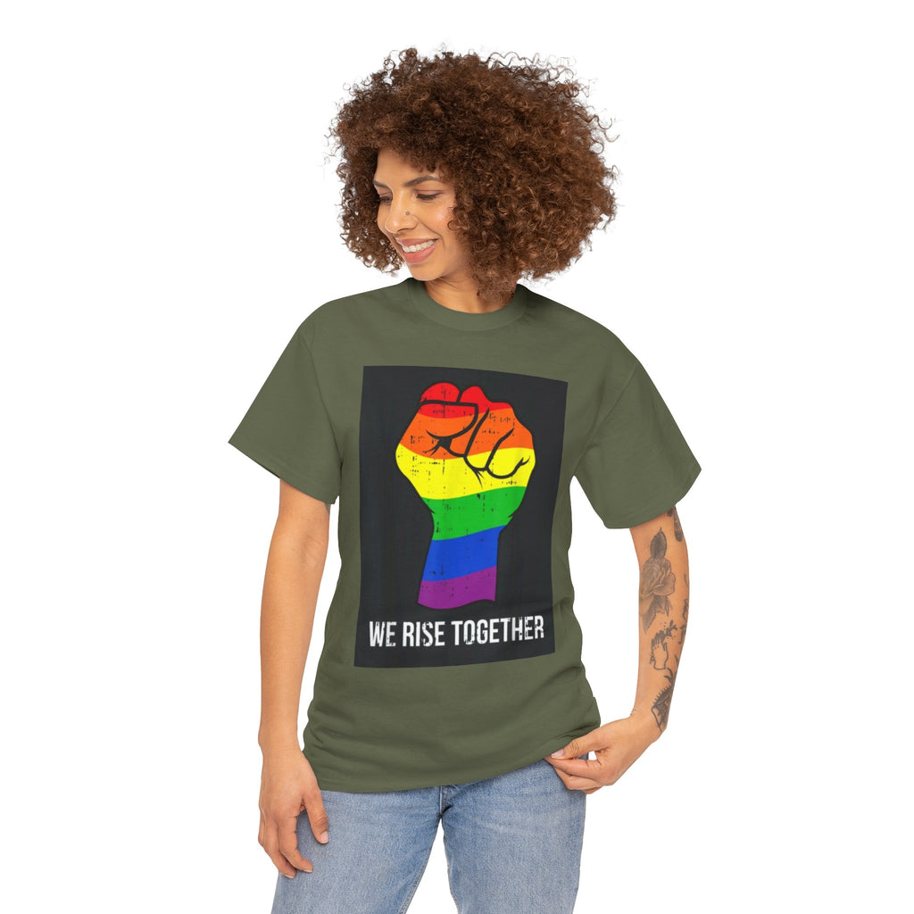We Rise Together Rainbow Fist T-Shirt