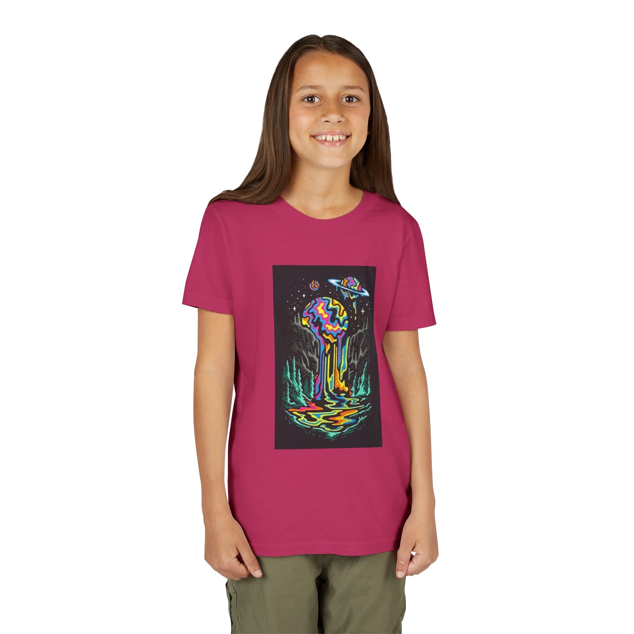Youth Tee — Neon Drip Planet Space Graphic