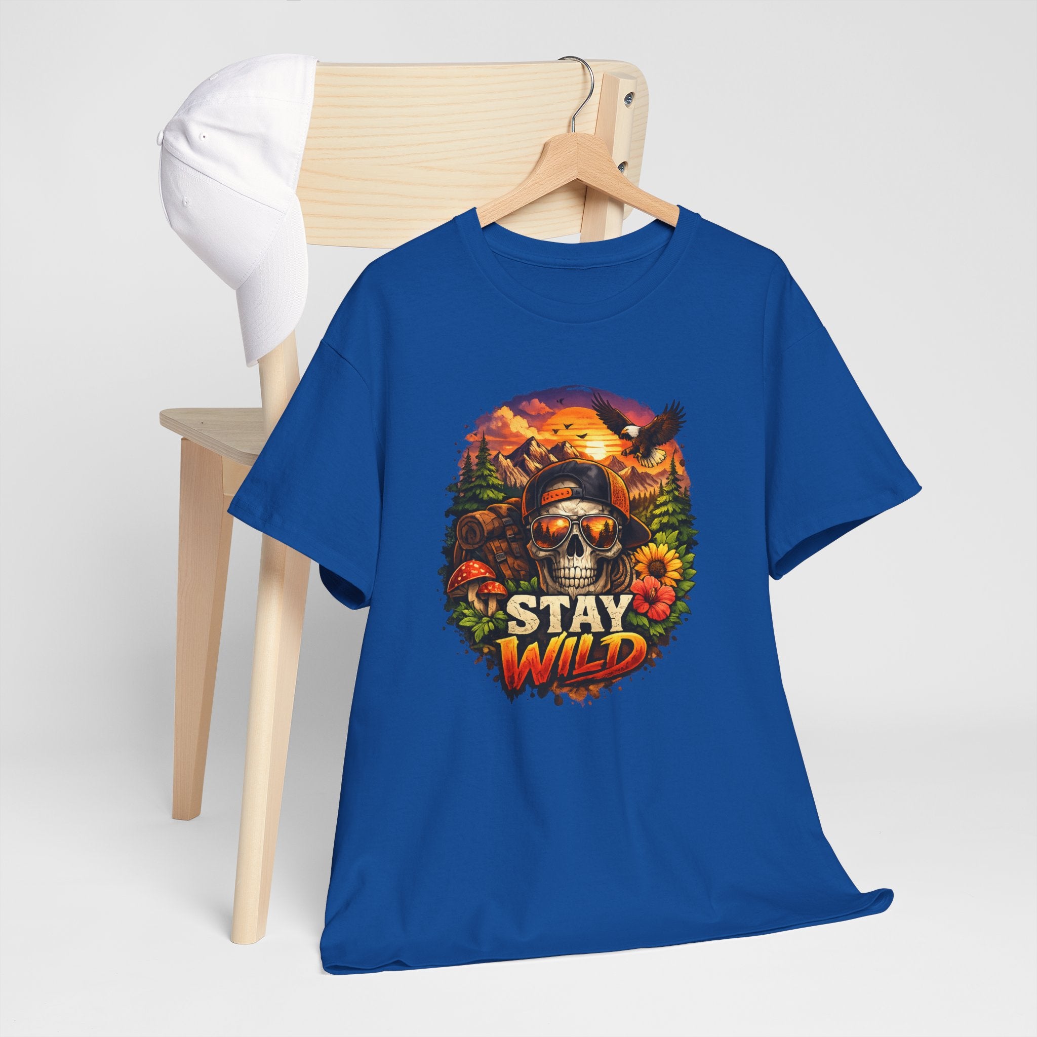 Stay Wild Skull Tee — Vintage Sunset Skull & Sunflower Graphic T-Shirt