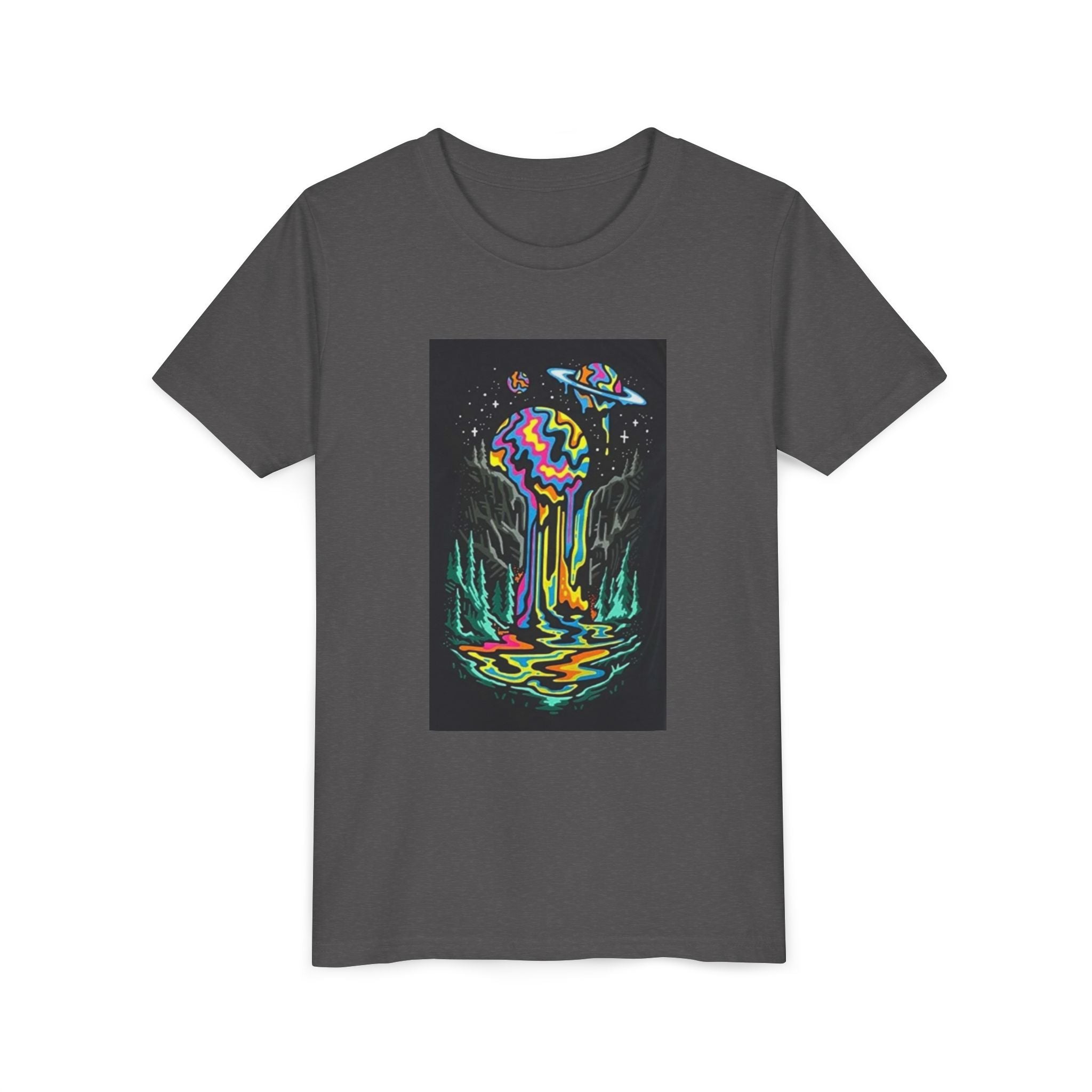 Youth Tee — Neon Drip Planet Space Graphic