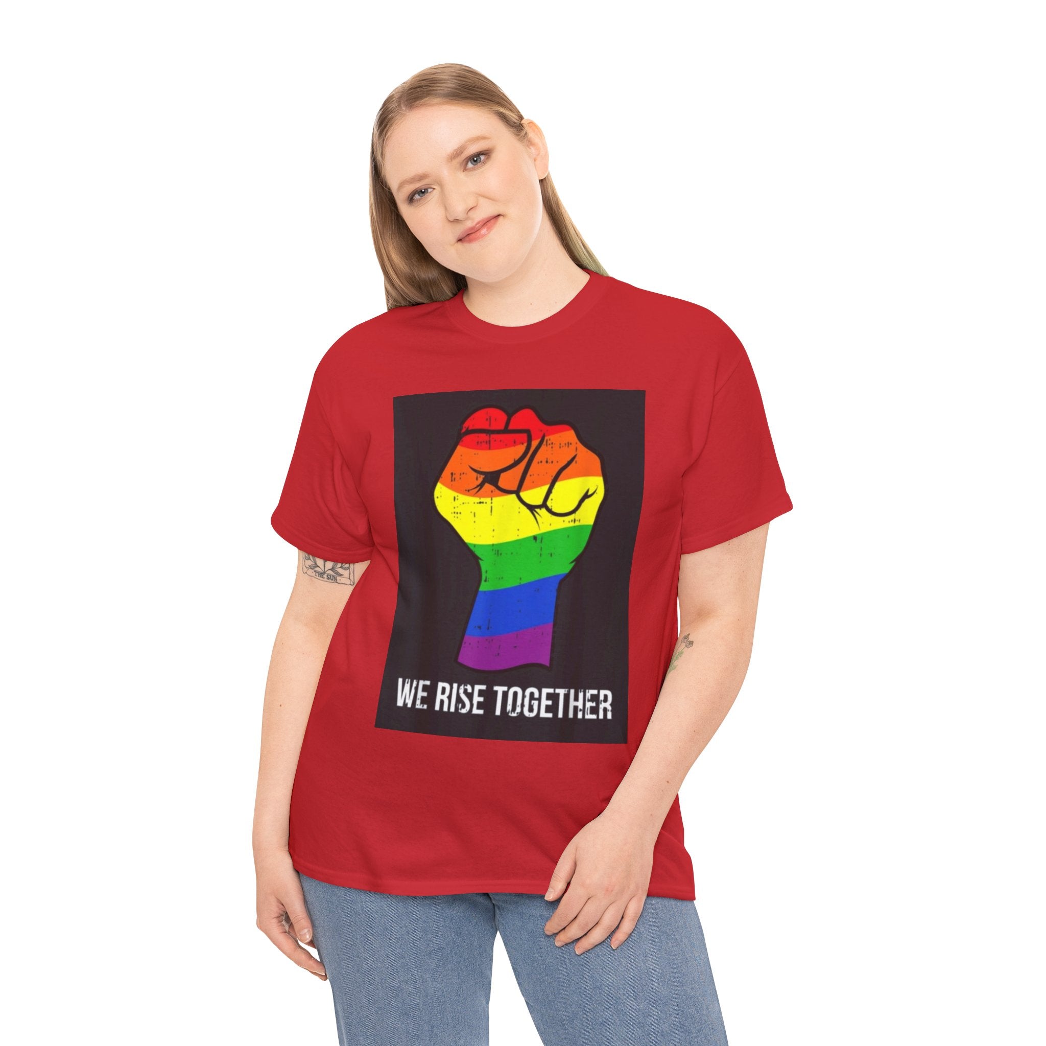 We Rise Together Rainbow Fist T-Shirt