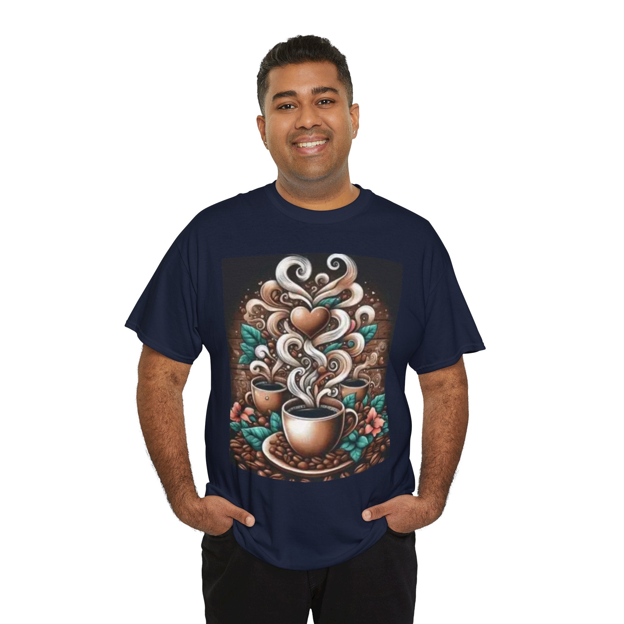 Coffee Cup T-Shirt — Whimsical Steaming Heart Coffee Design