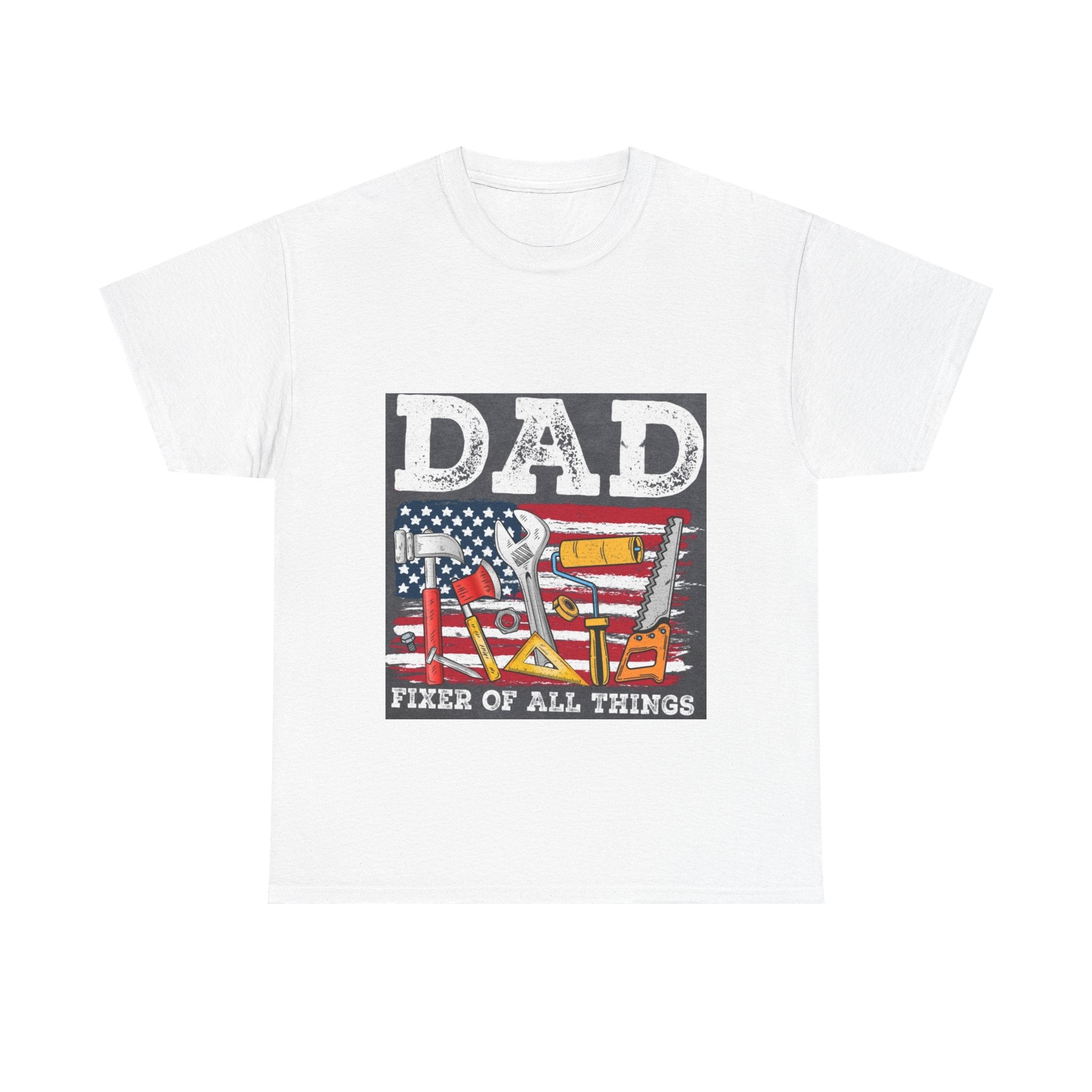 Dad Fixer Of All Things T-Shirt — American Flag Tool Graphic Tee for Fathers