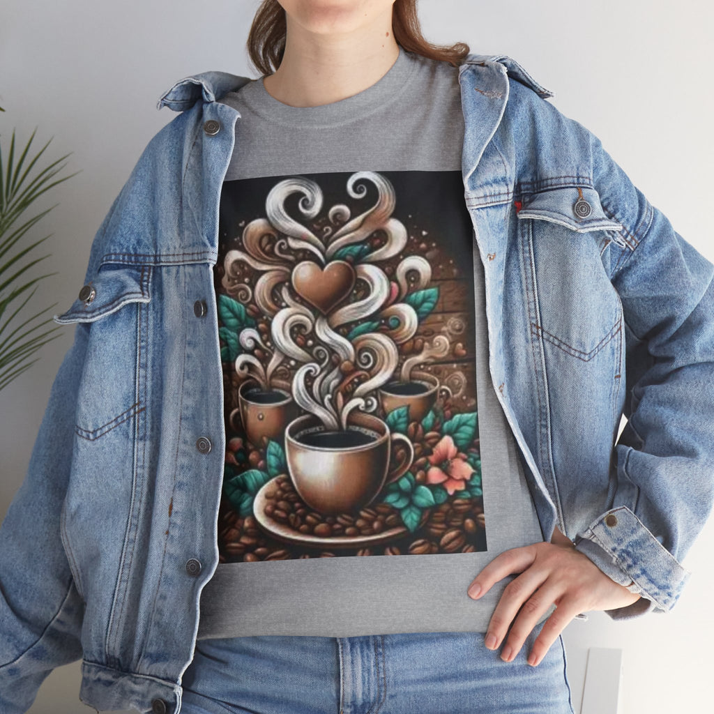 Coffee Cup T-Shirt — Whimsical Steaming Heart Coffee Design