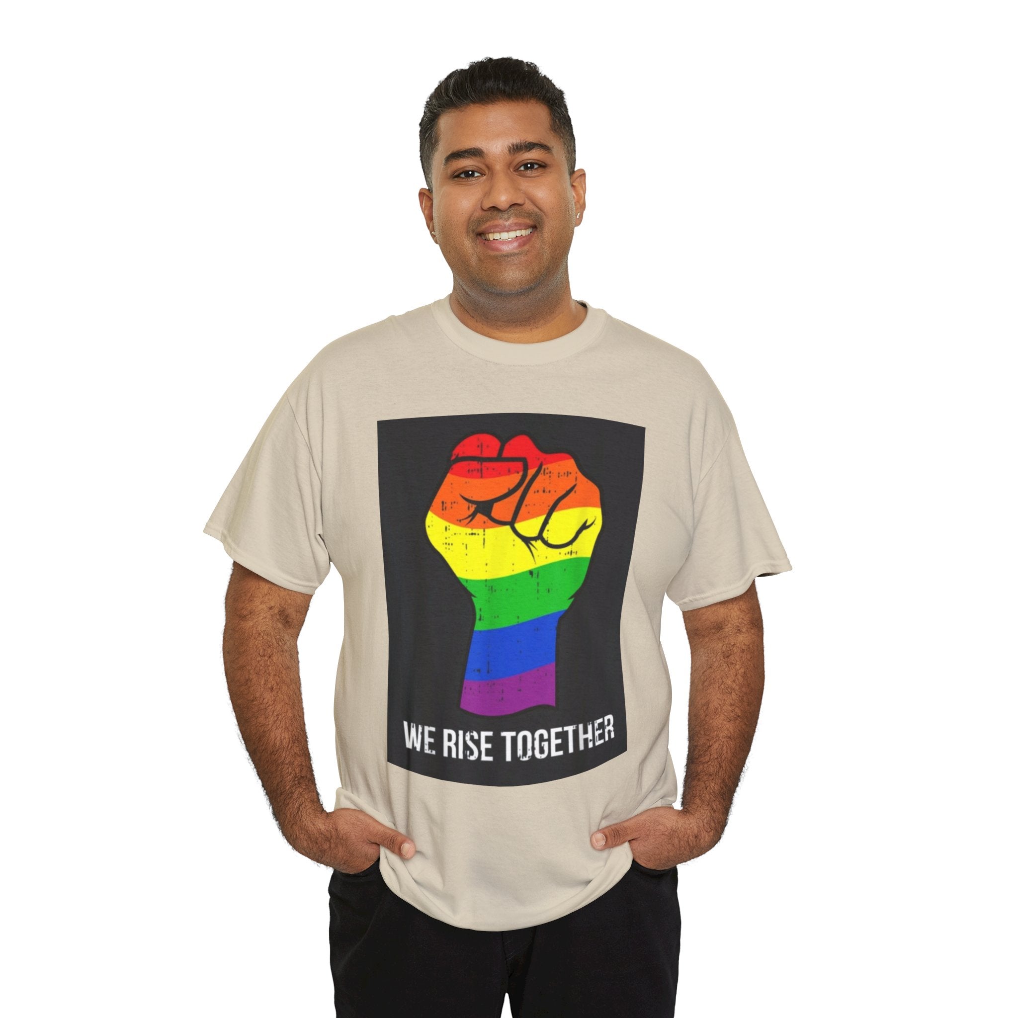We Rise Together Rainbow Fist T-Shirt