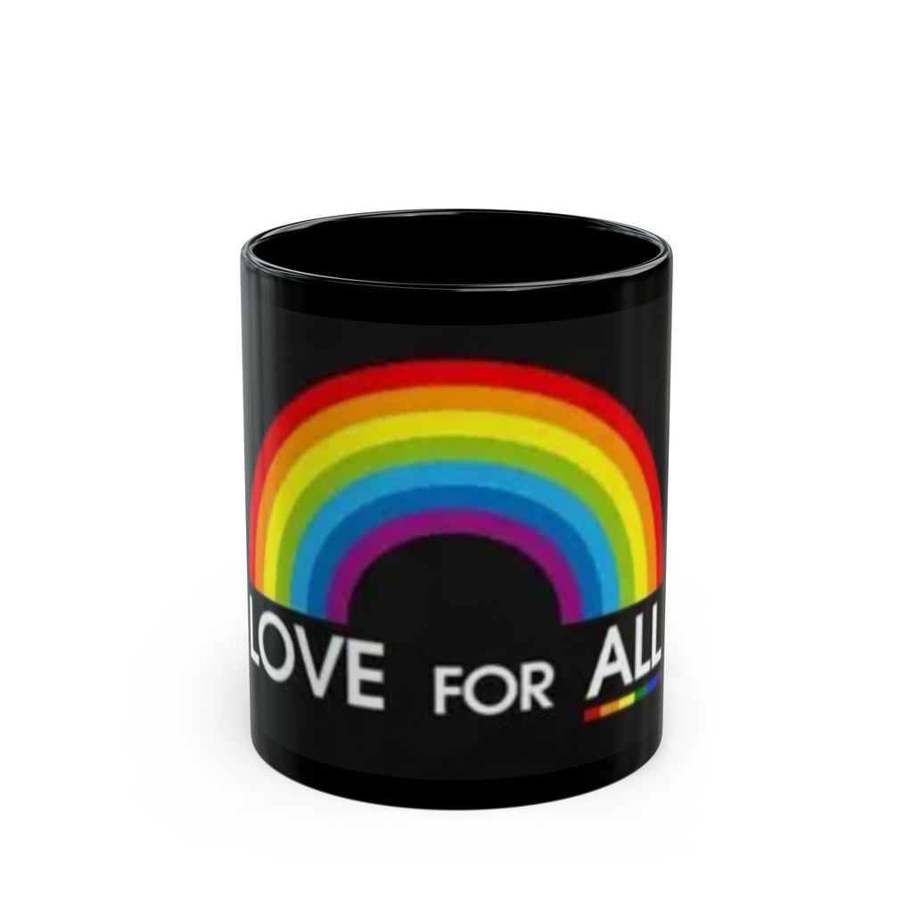 Love For All Rainbow Mug — Pride Coffee Cup (Black, 11oz & 15oz)