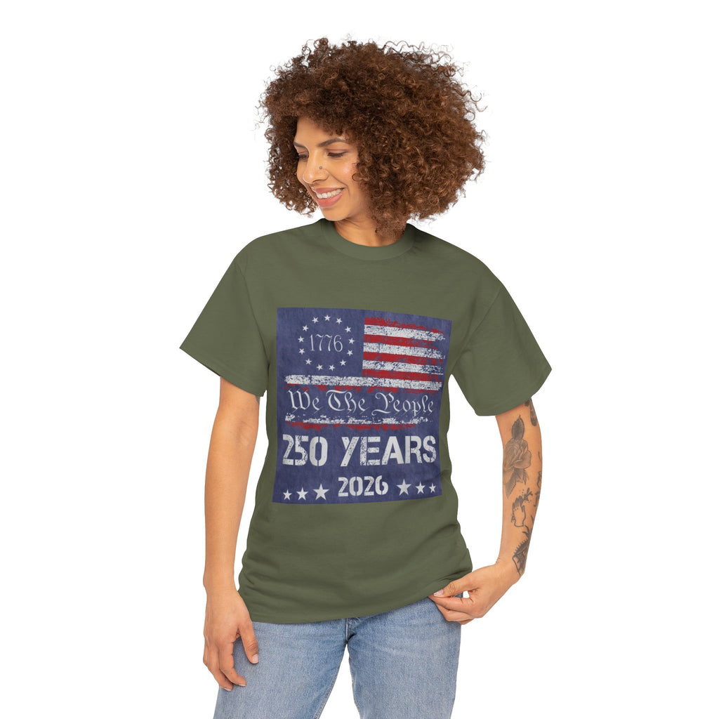 T-Shirt — Vintage 'We The People 250 Years 2026' Patriotic American Flag Tee