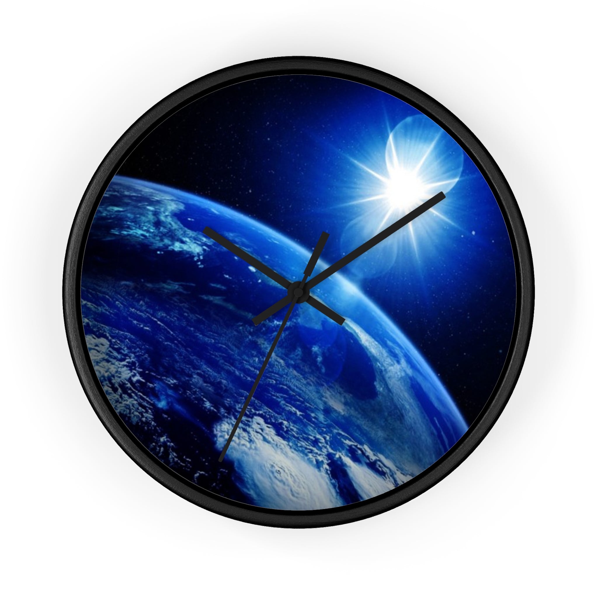 Solar Sunrise Earth Wall Clock — Blue Space Orbit Décor