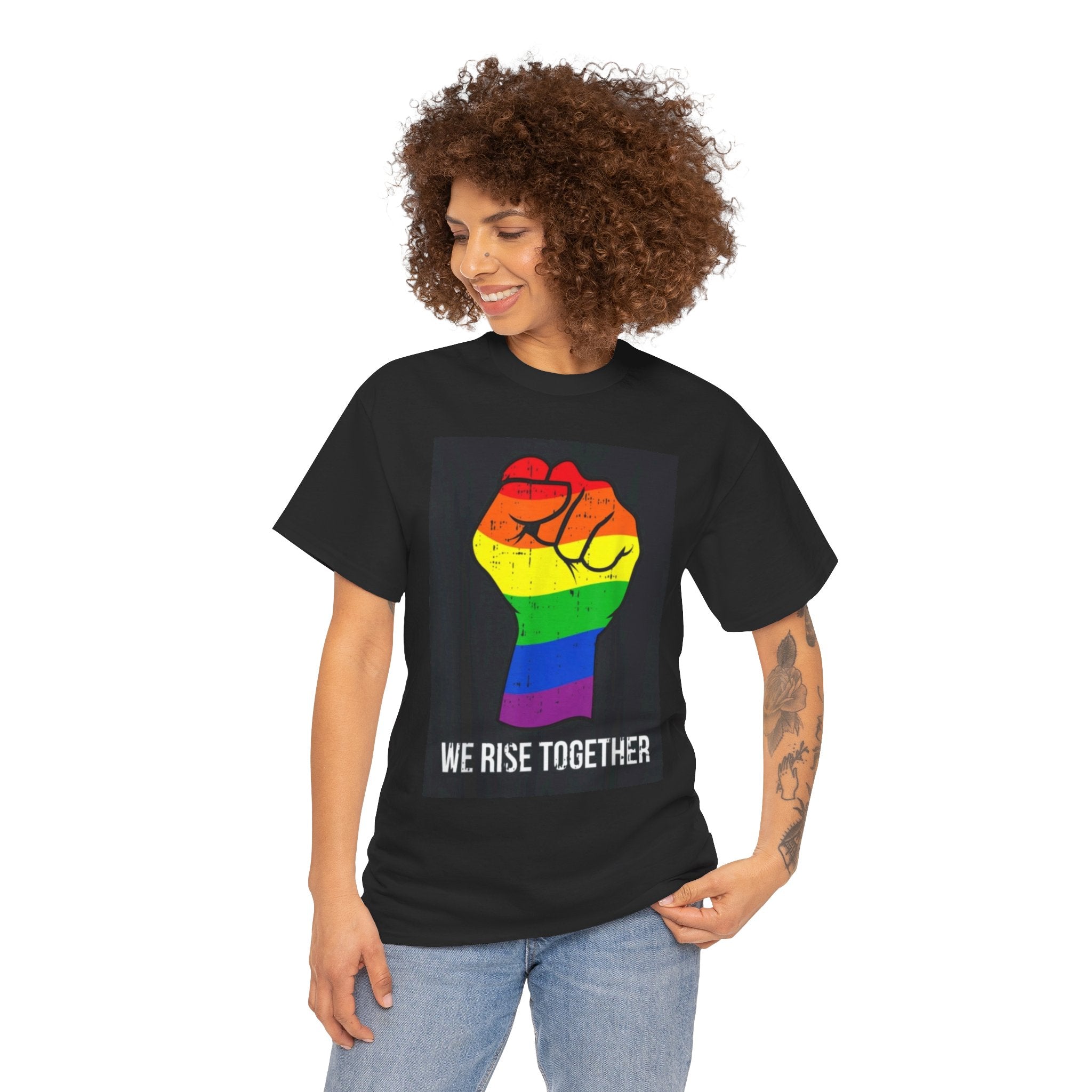 We Rise Together Rainbow Fist T-Shirt