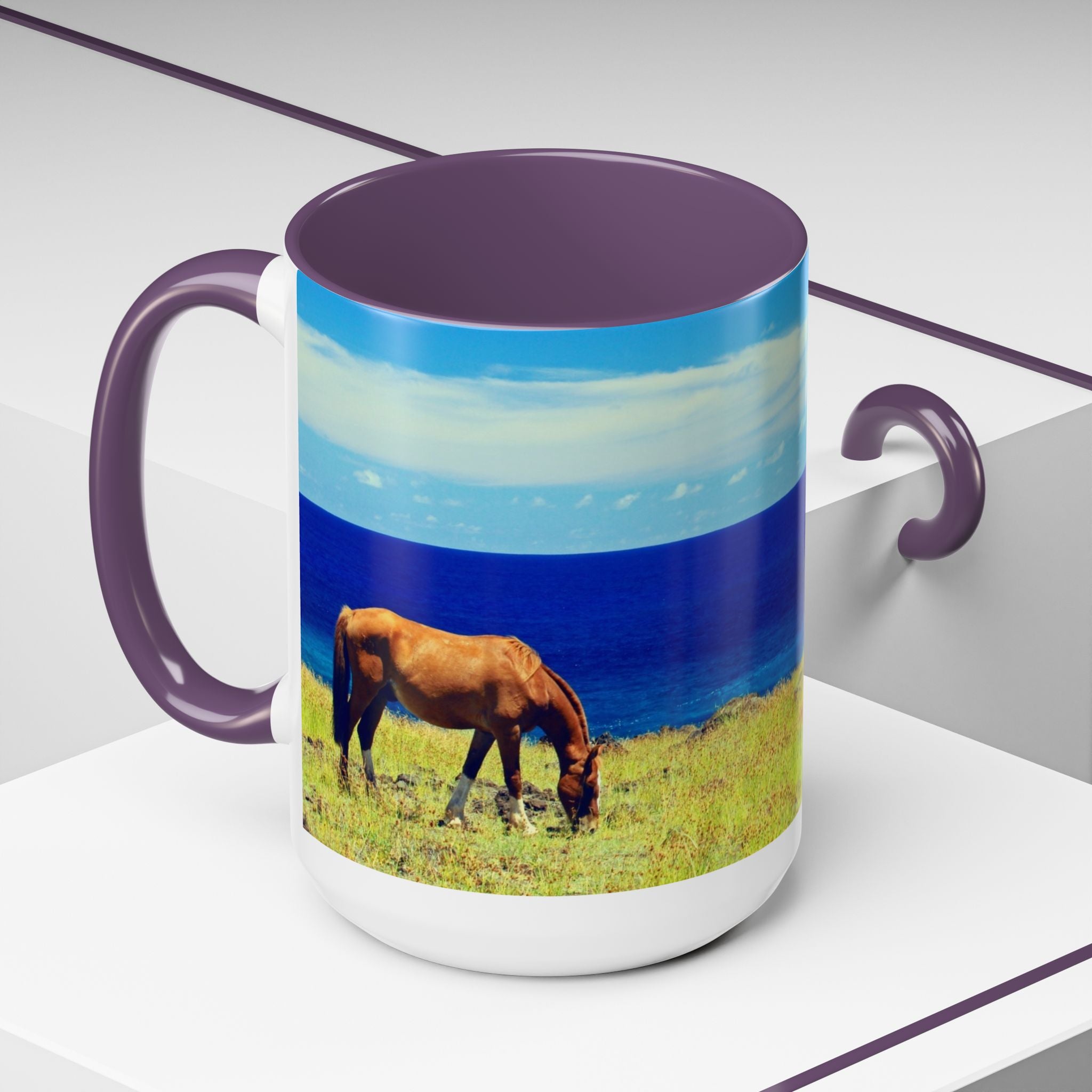 Coastal Landscape Accent Coffee Mug – Ocean View Beach Scene (11/15oz)
