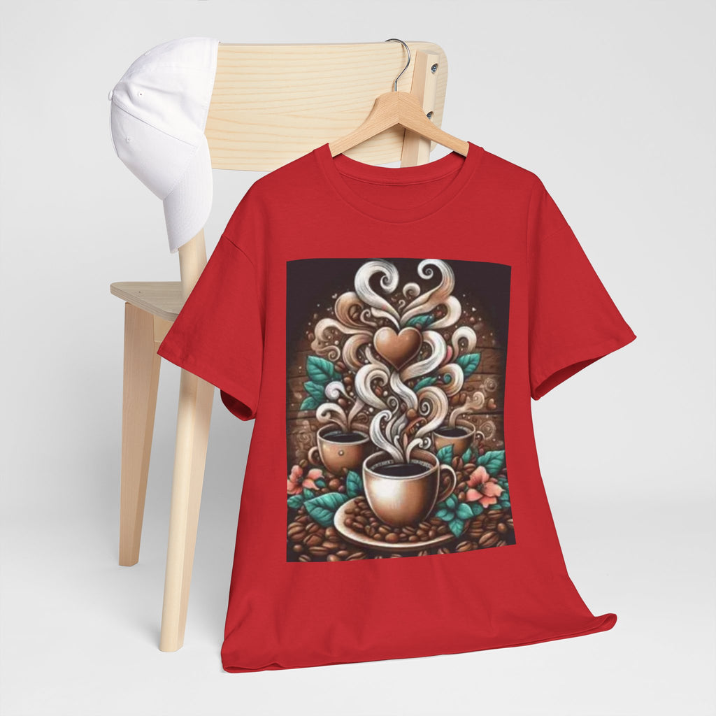 Coffee Cup T-Shirt — Whimsical Steaming Heart Coffee Design