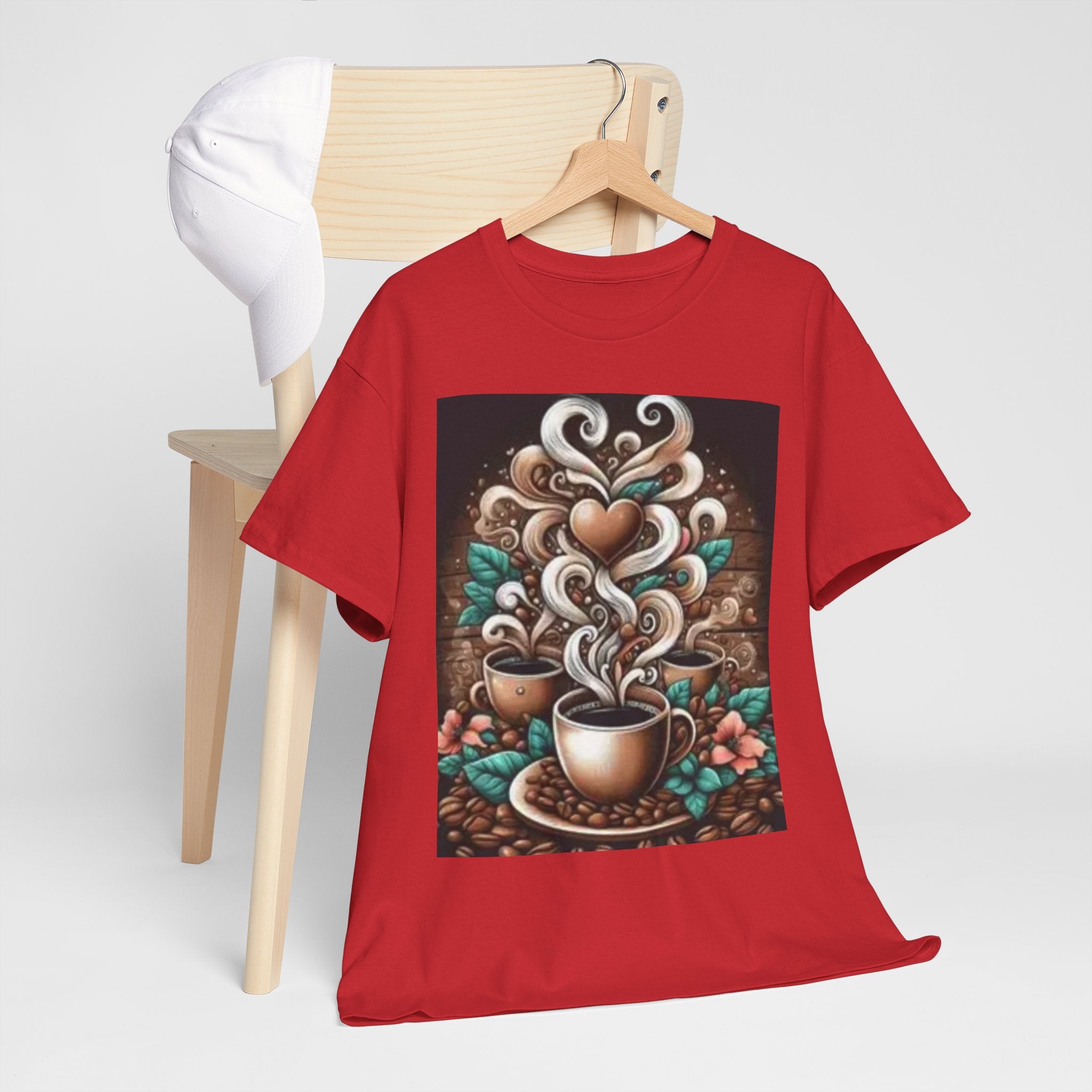 Coffee Cup T-Shirt — Whimsical Steaming Heart Coffee Design
