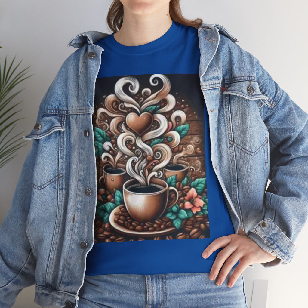 Coffee Cup T-Shirt — Whimsical Steaming Heart Coffee Design