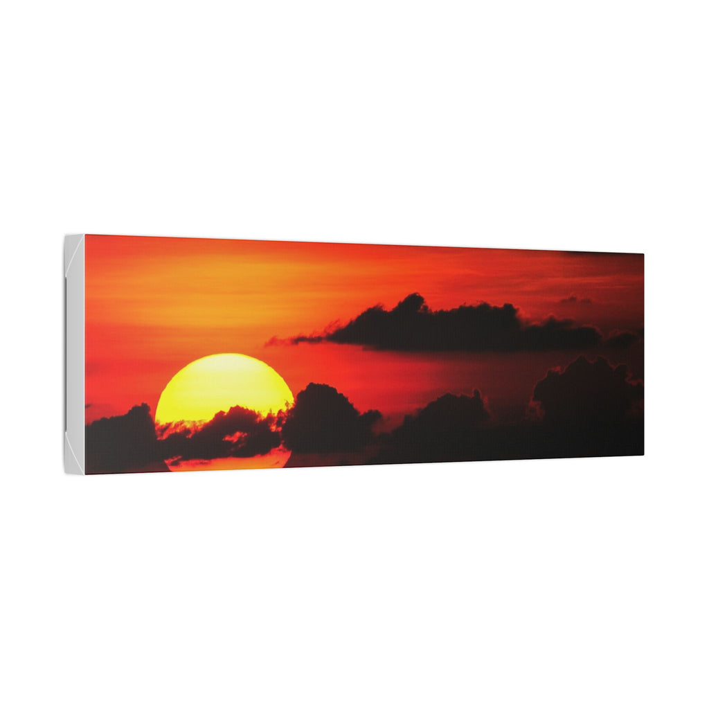 Sunset Ocean Canvas Print — Dramatic Red Sunset Wall Art