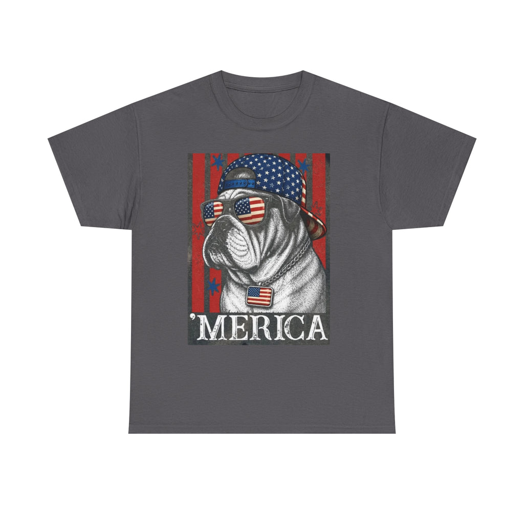 'Merica Bulldog T-Shirt — Patriotic American Flag Tee for Fourth of July