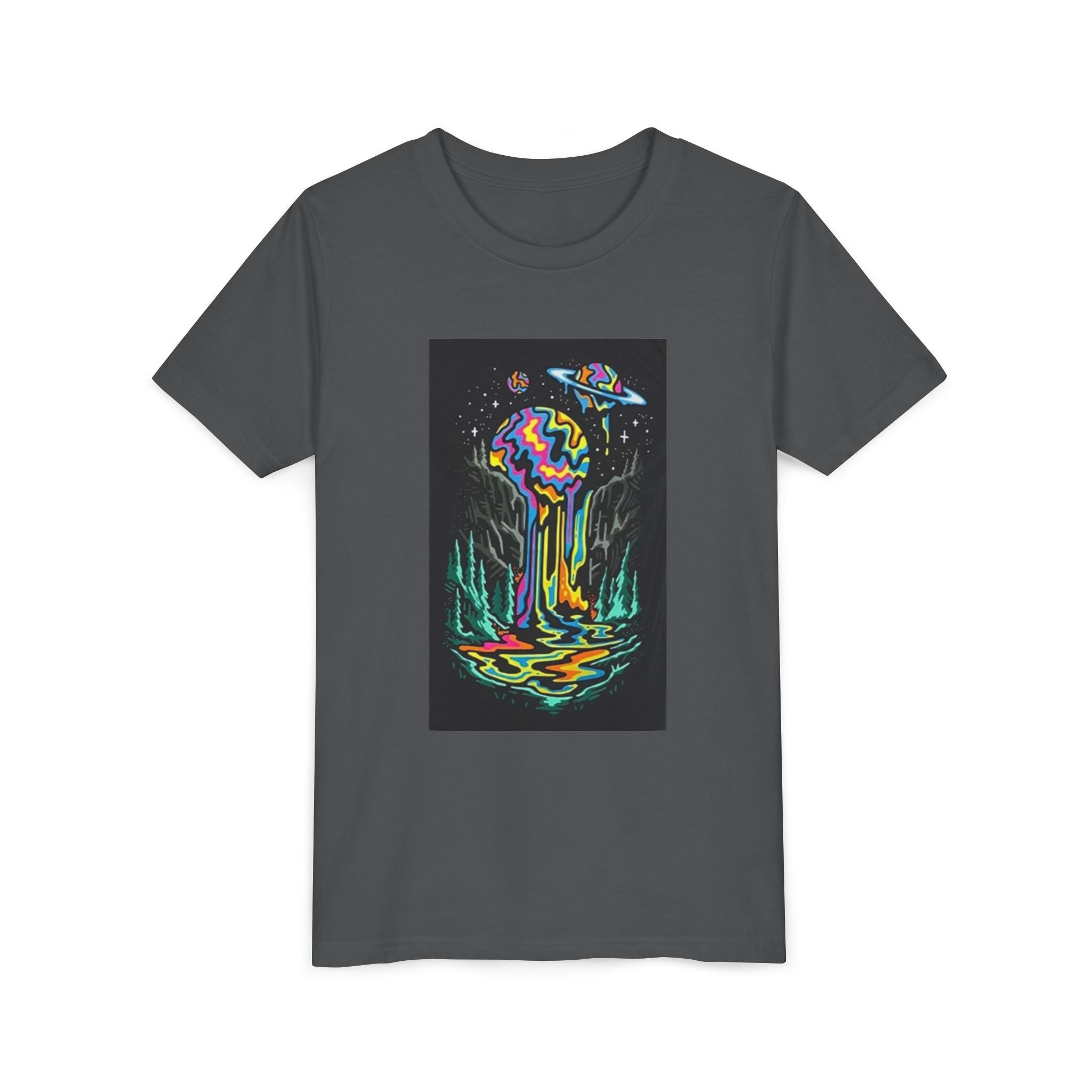 Youth Tee — Neon Drip Planet Space Graphic