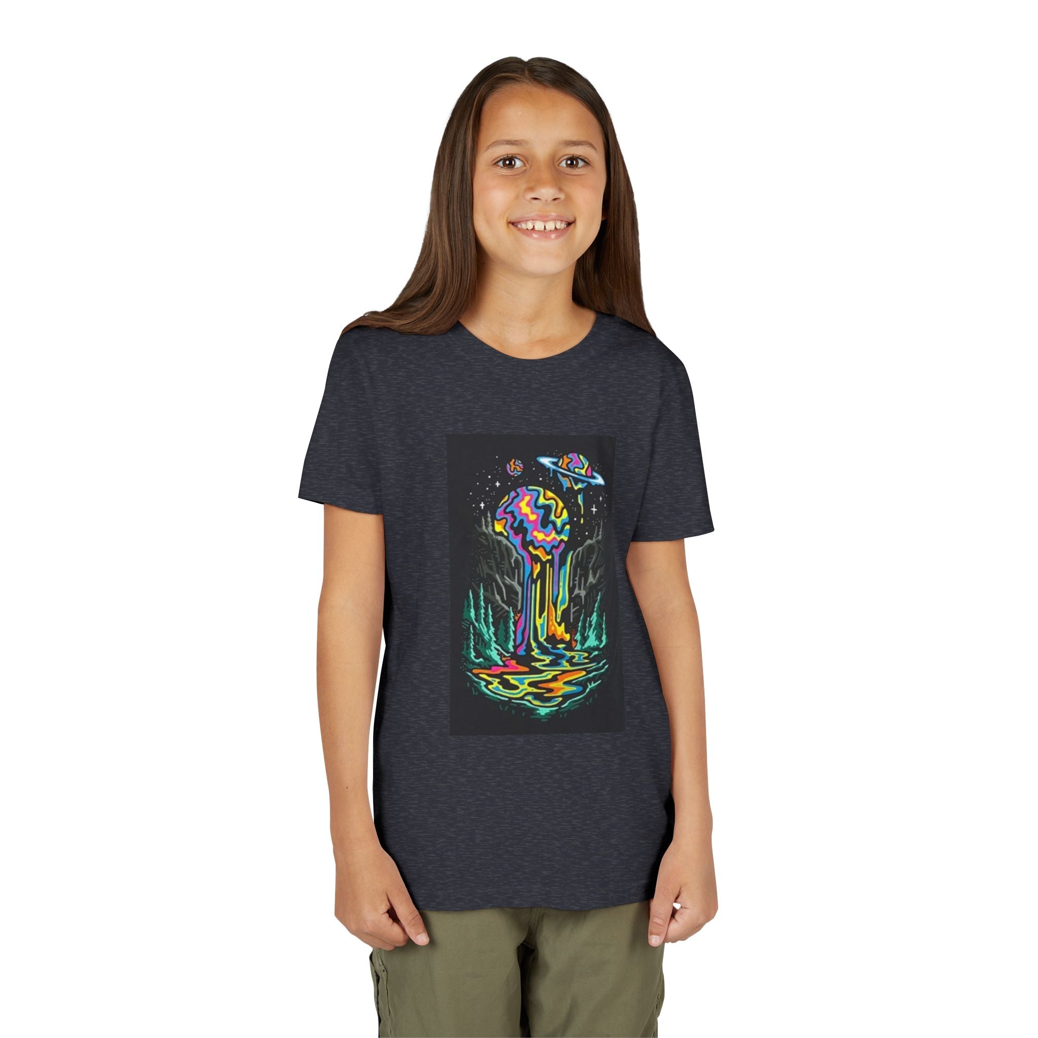 Youth Tee — Neon Drip Planet Space Graphic