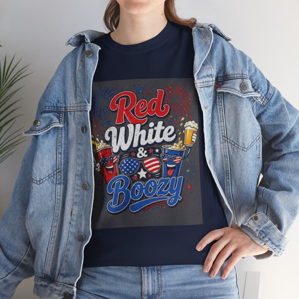 Red White & Boozy T-Shirt – Patriotic 4th of July Party Tee