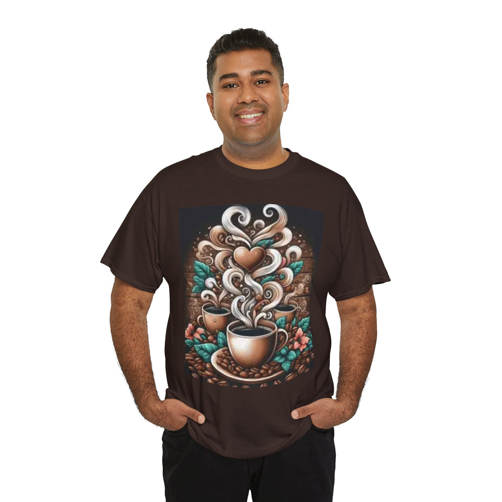 Coffee Cup T-Shirt — Whimsical Steaming Heart Coffee Design
