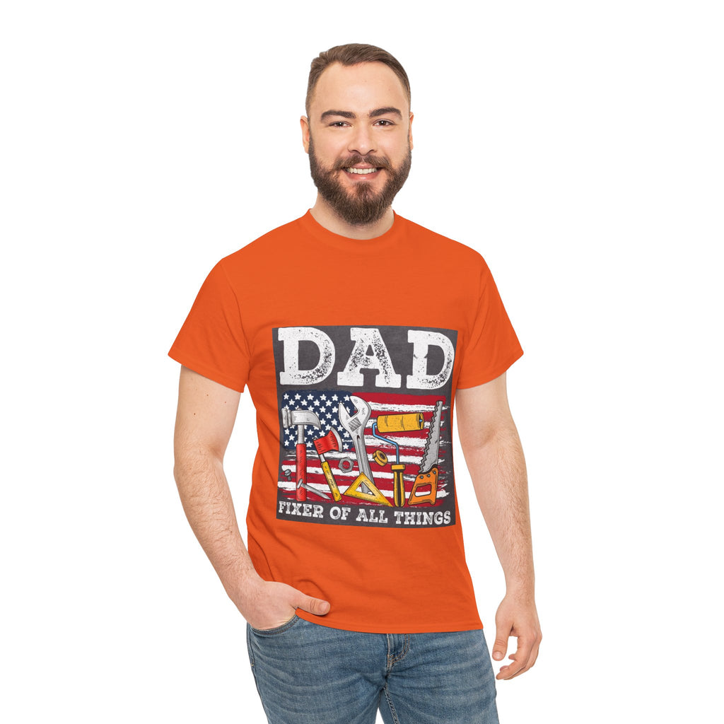 Dad Fixer Of All Things T-Shirt — American Flag Tool Graphic Tee for Fathers