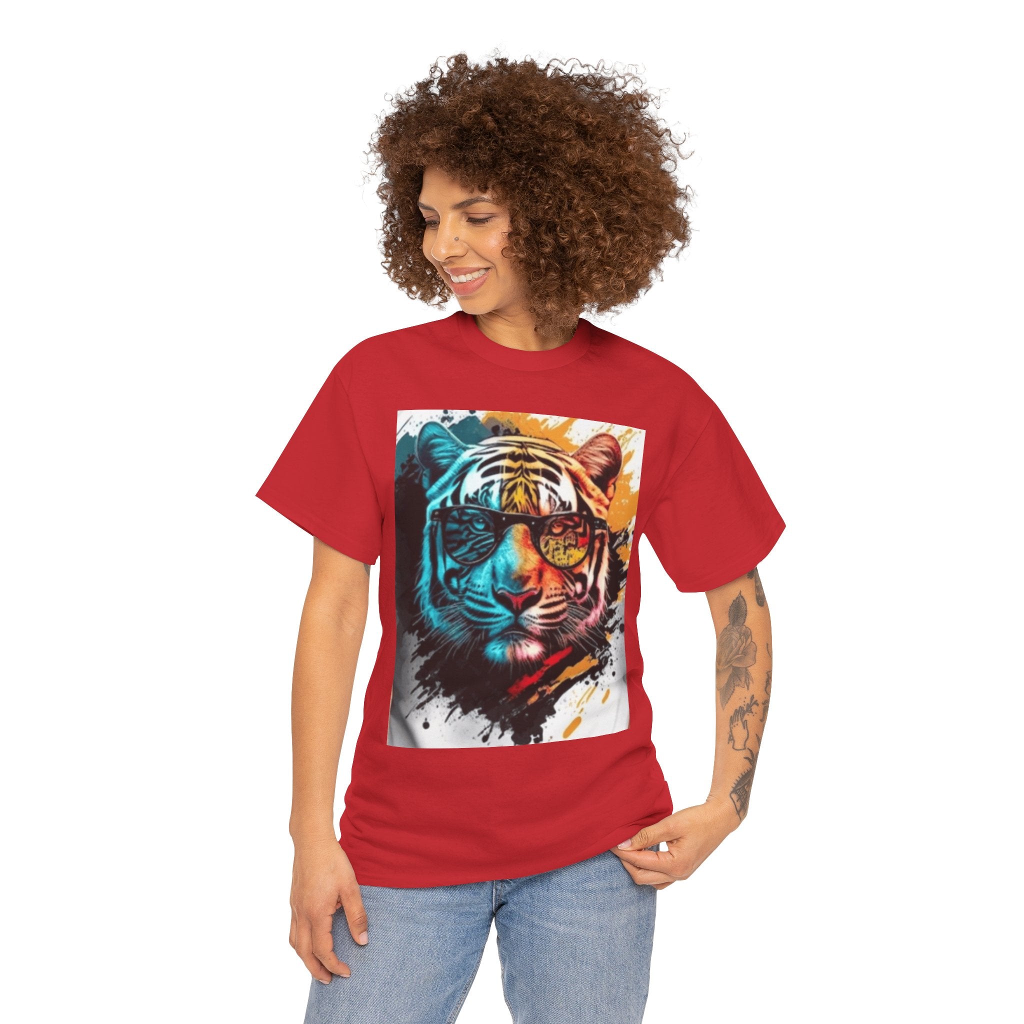 Tiger Portrait T-Shirt — Colorful Abstract Tiger Face Tee