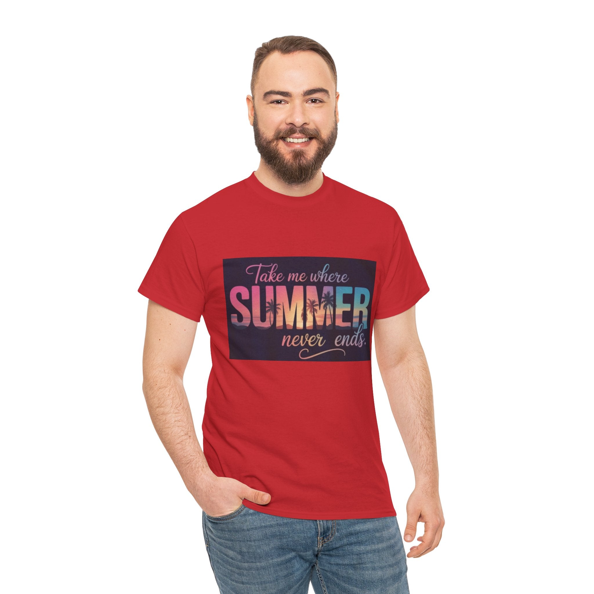 T-Shirt — "Take Me Where Summer Never Ends" Retro Beach Vibes