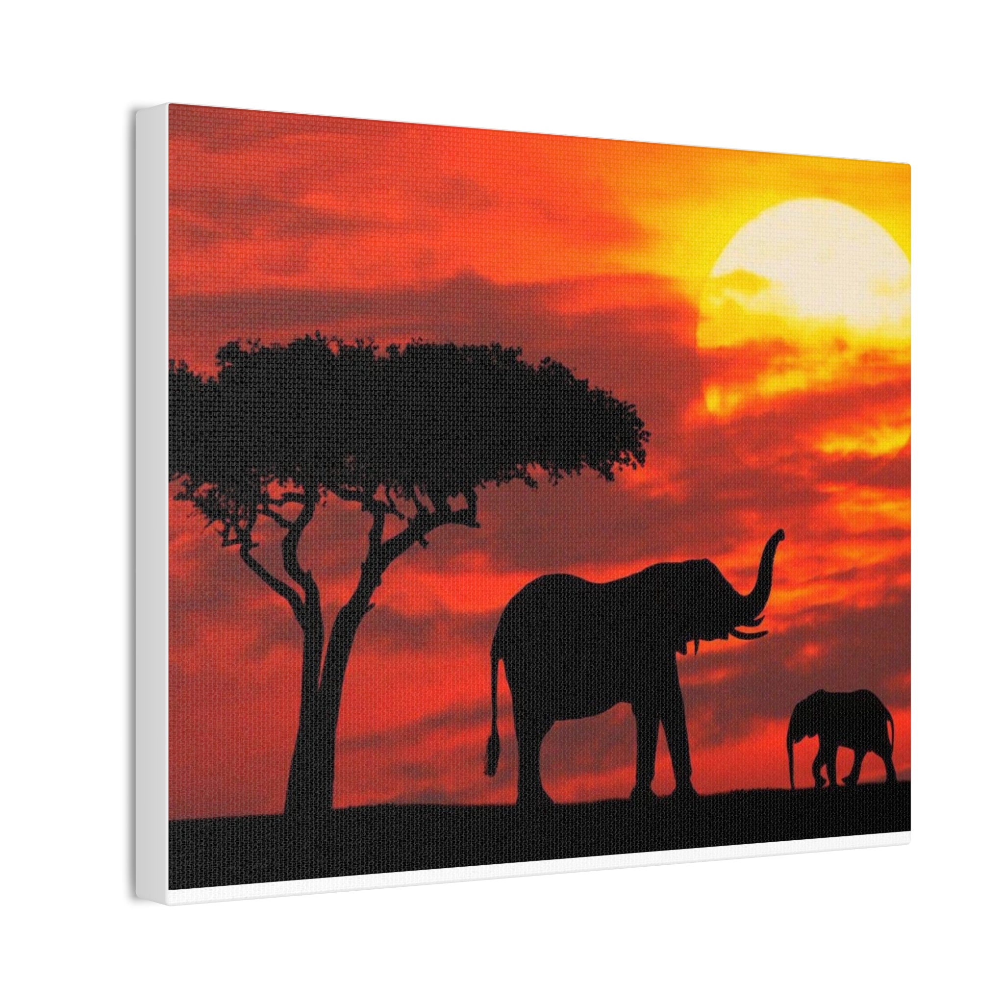 Elephant Sunset Canvas Print — African Safari Wall Art