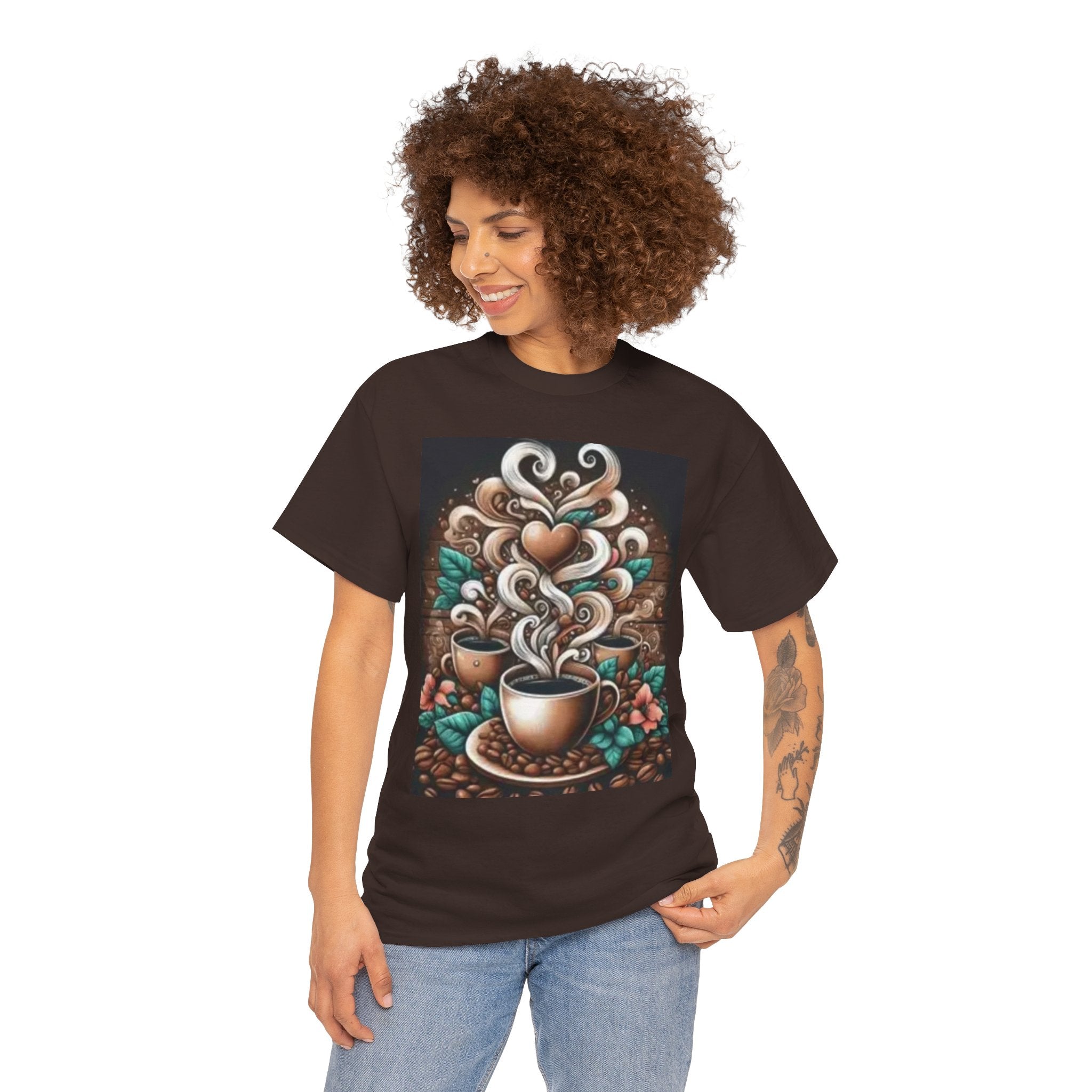 Coffee Cup T-Shirt — Whimsical Steaming Heart Coffee Design