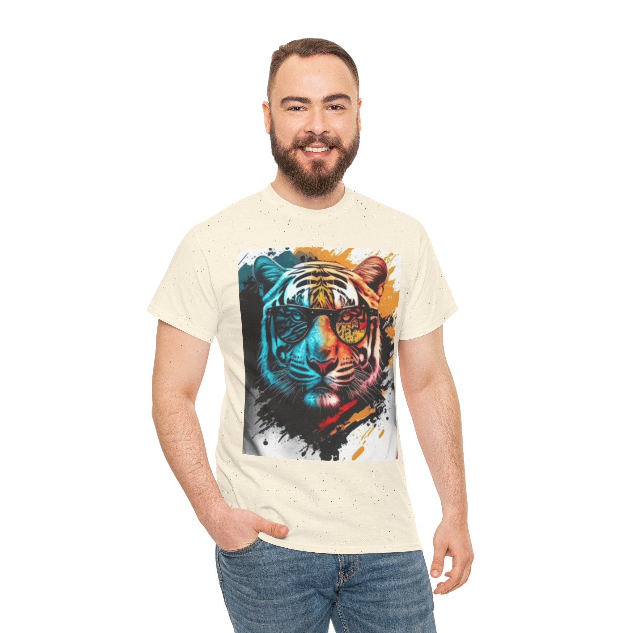 Tiger Portrait T-Shirt — Colorful Abstract Tiger Face Tee