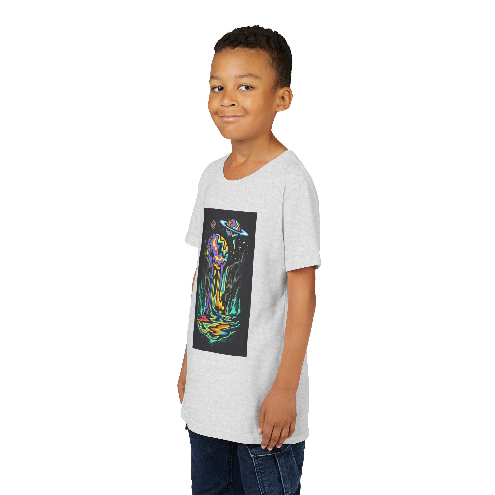 Youth Tee — Neon Drip Planet Space Graphic