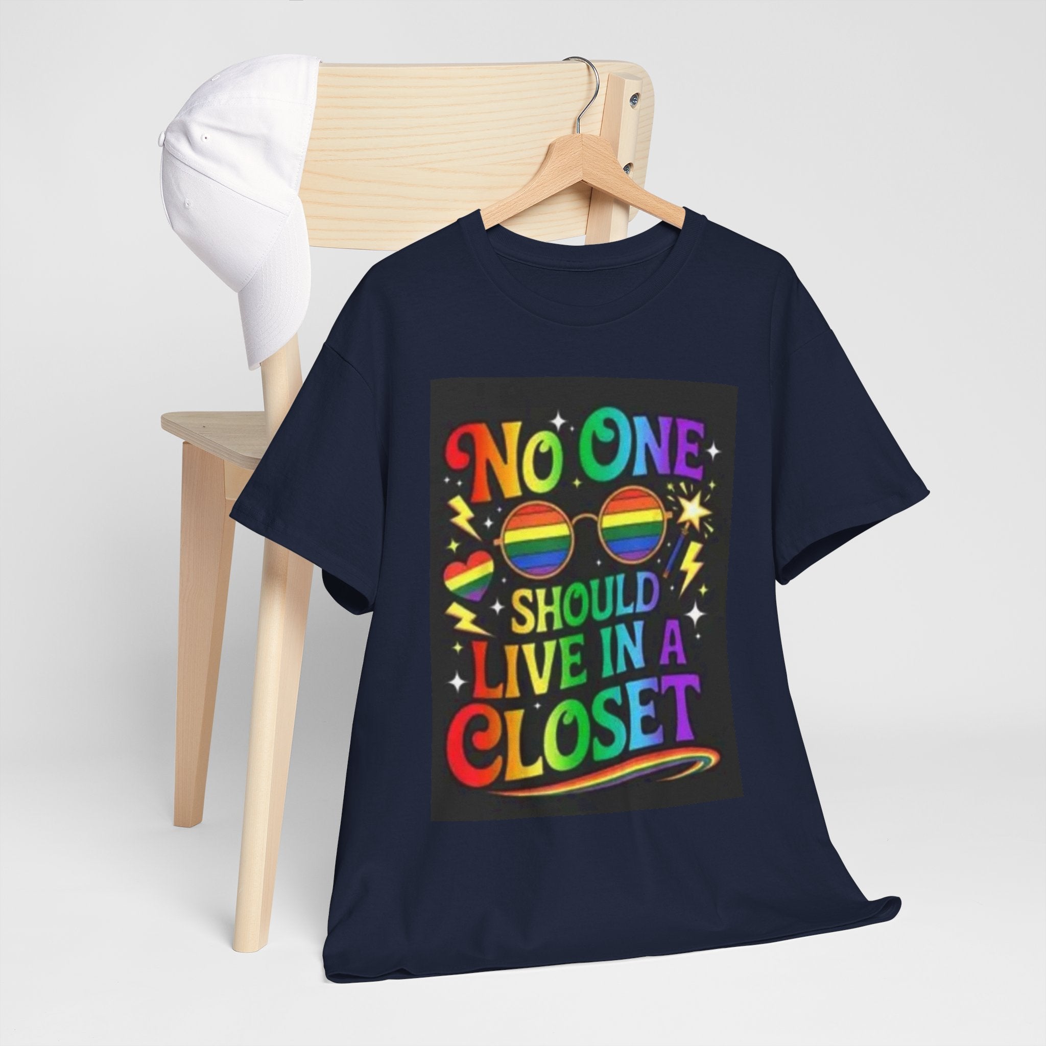 T‑Shirt — "No One Should Live in a Closet" Rainbow Pride Tee