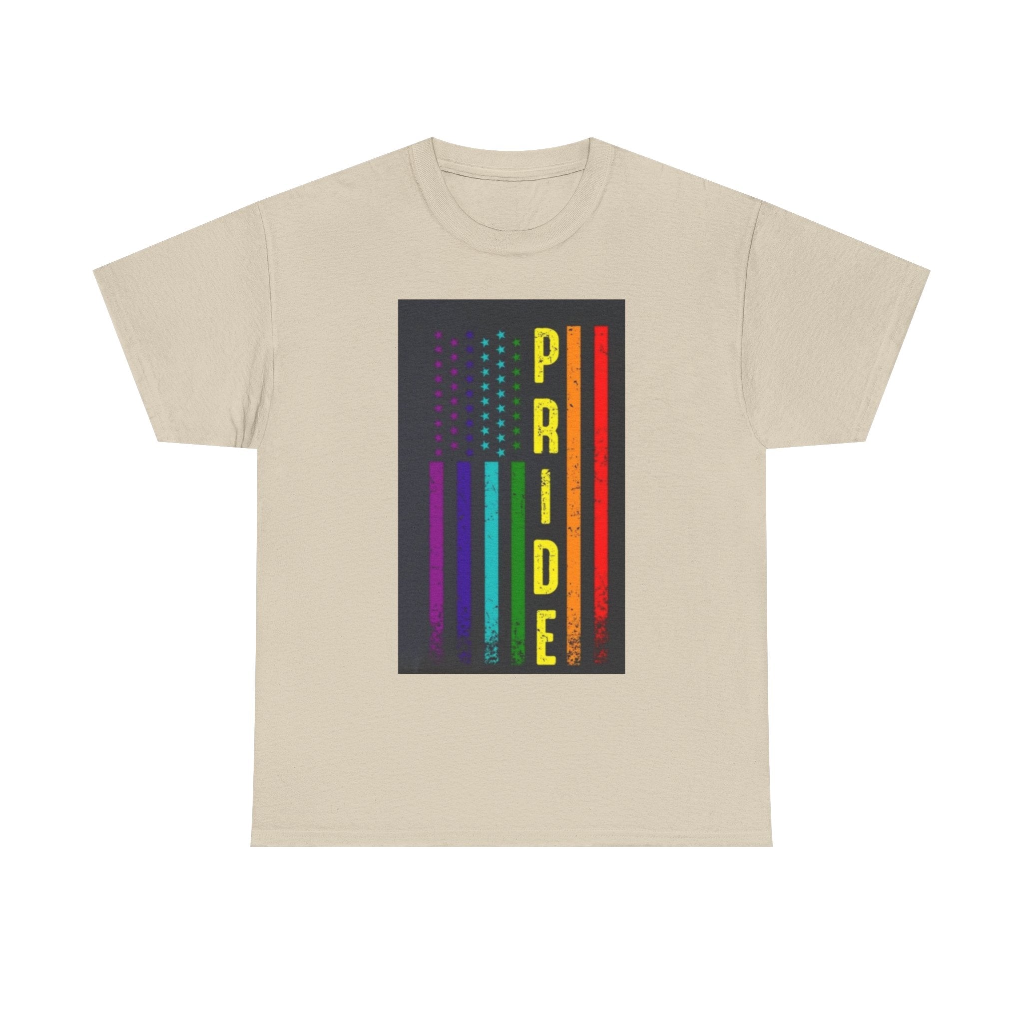 Pride Rainbow Flag Tee — Vertical "PRIDE" Graphic T-Shirt