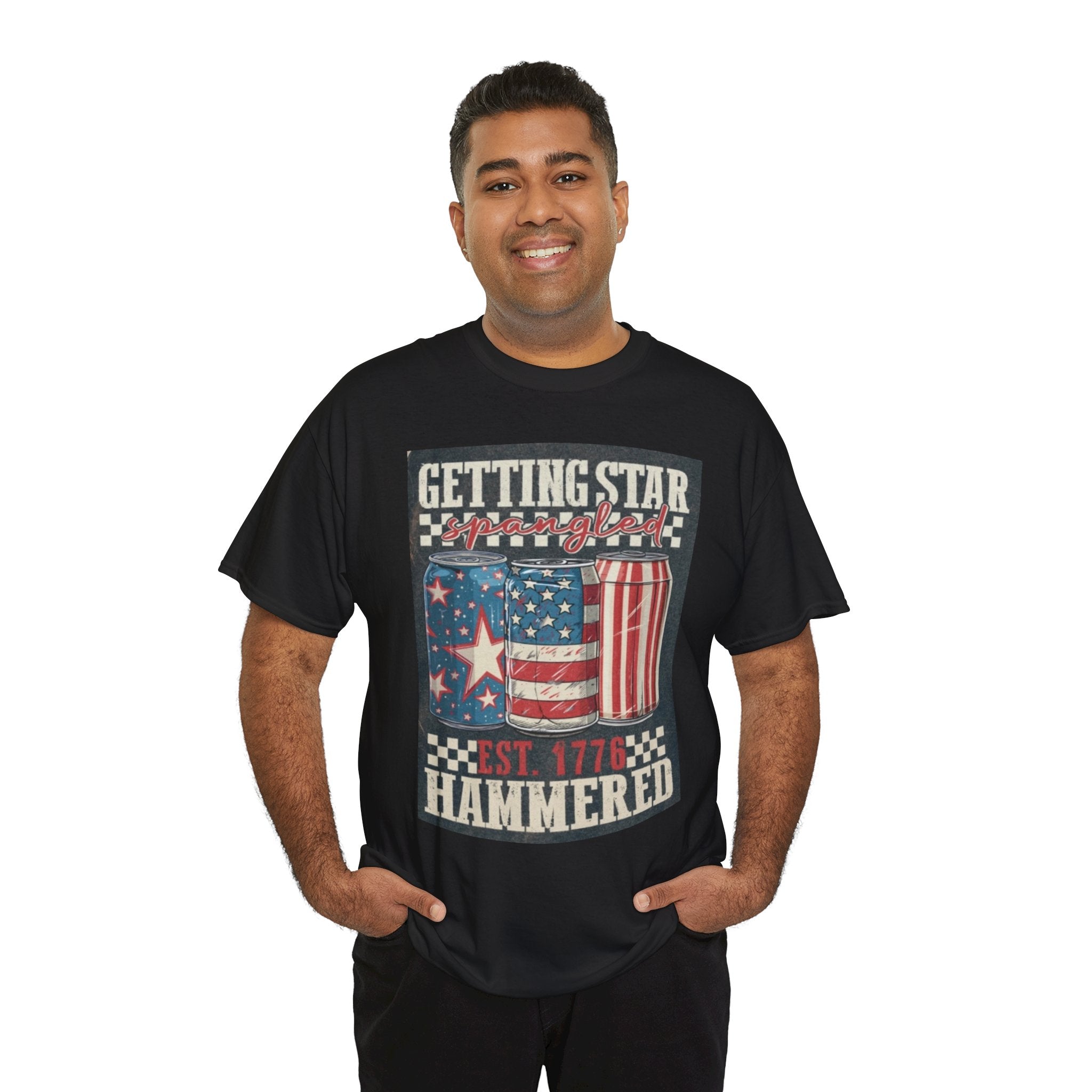 Getting Star Hammered Tee — Patriotic 4th of July Beer Can T-Shirt (Est. 1776)