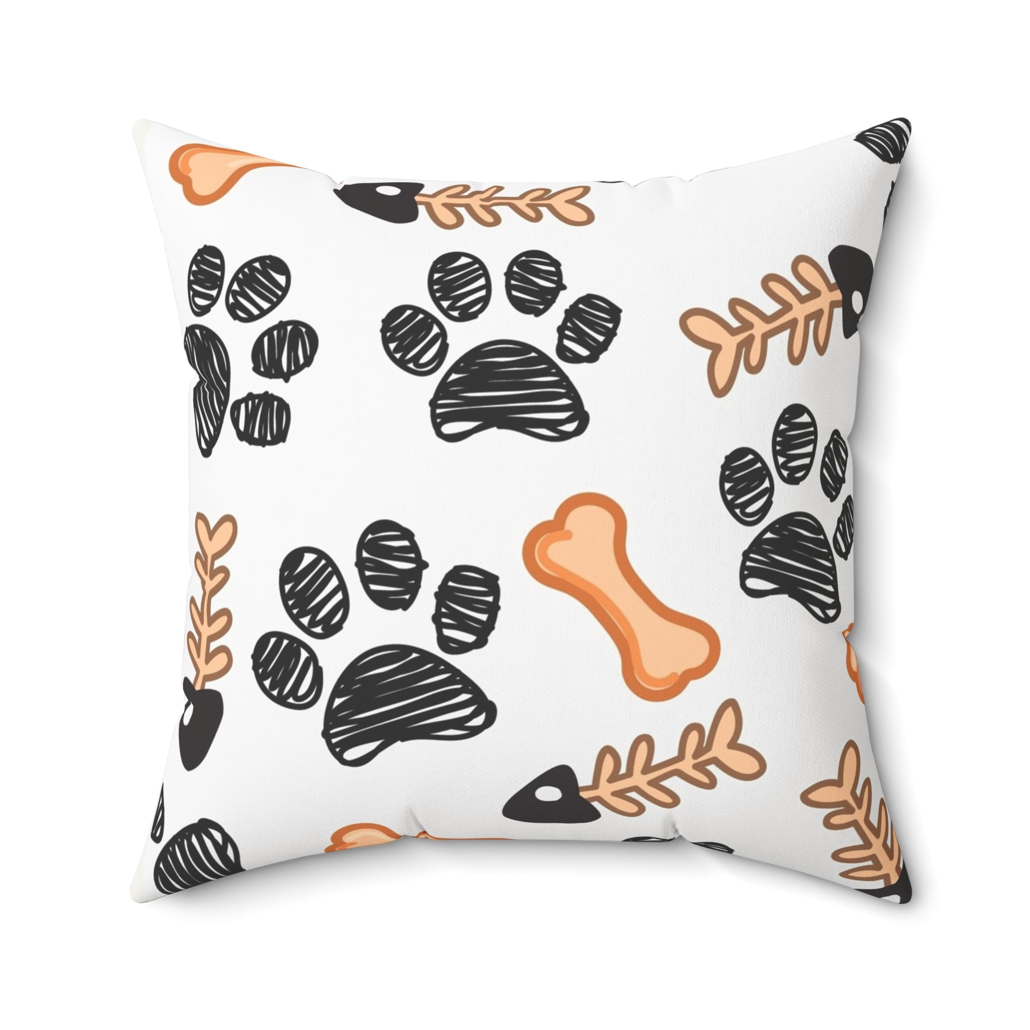 Dog Paw & Bones Decorative Throw Pillow — Pet Lover