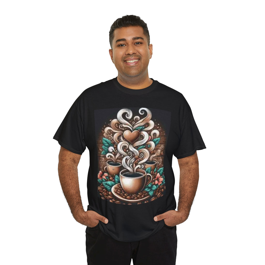 Coffee Cup T-Shirt — Whimsical Steaming Heart Coffee Design