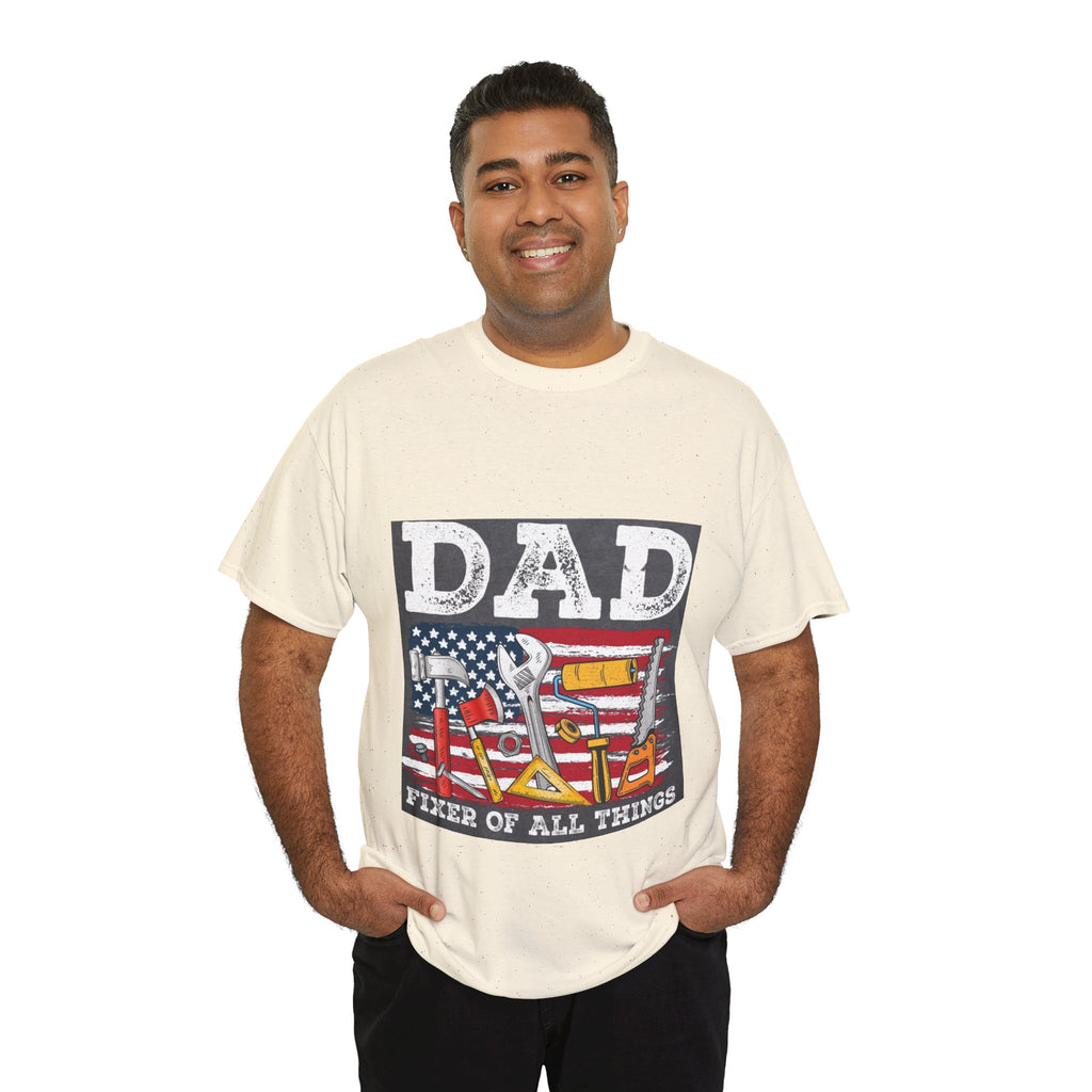 Dad Fixer Of All Things T-Shirt — American Flag Tool Graphic Tee for Fathers