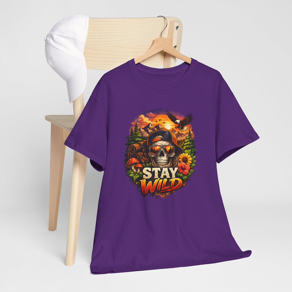 Stay Wild Skull Tee — Vintage Sunset Skull & Sunflower Graphic T-Shirt