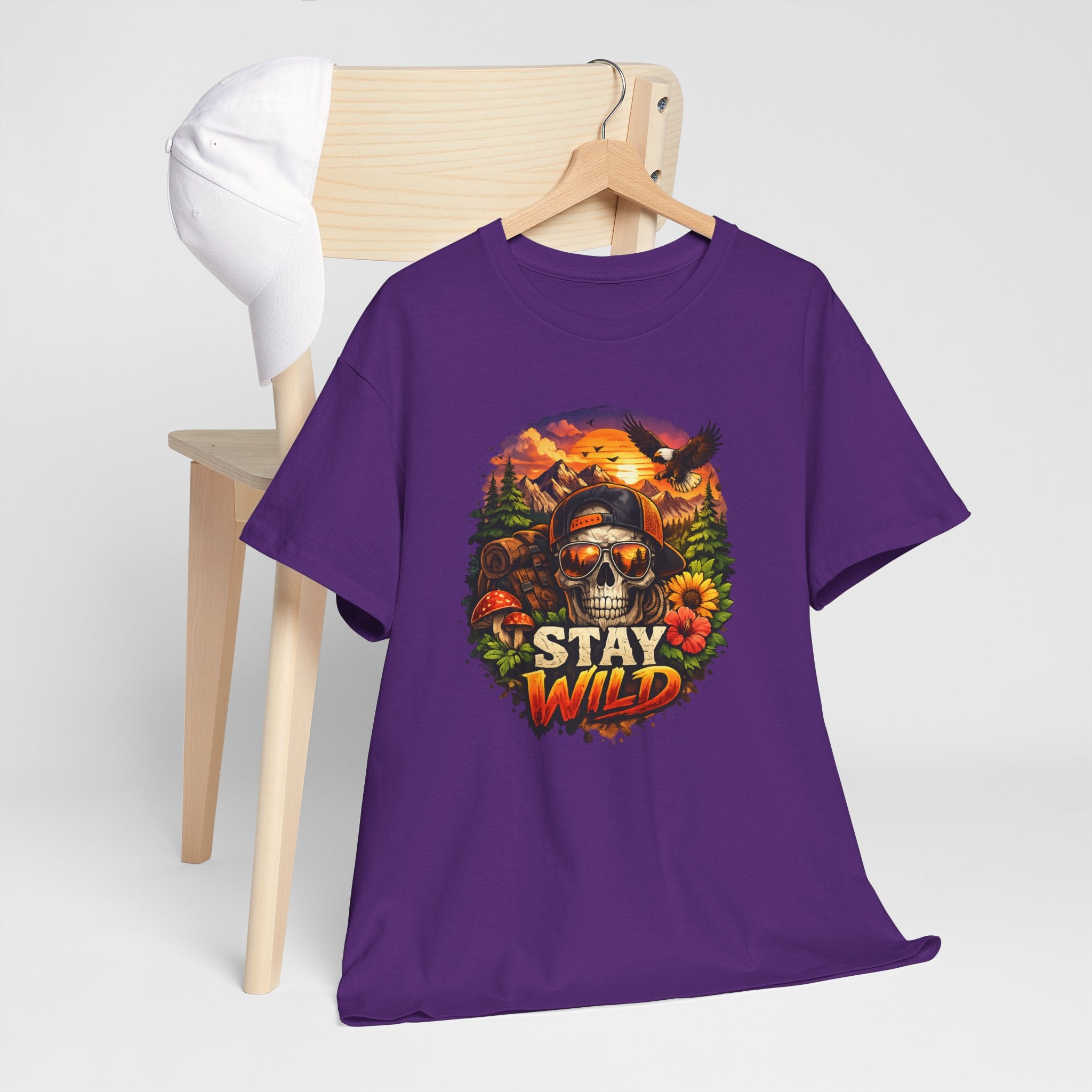 Stay Wild Skull Tee — Vintage Sunset Skull & Sunflower Graphic T-Shirt