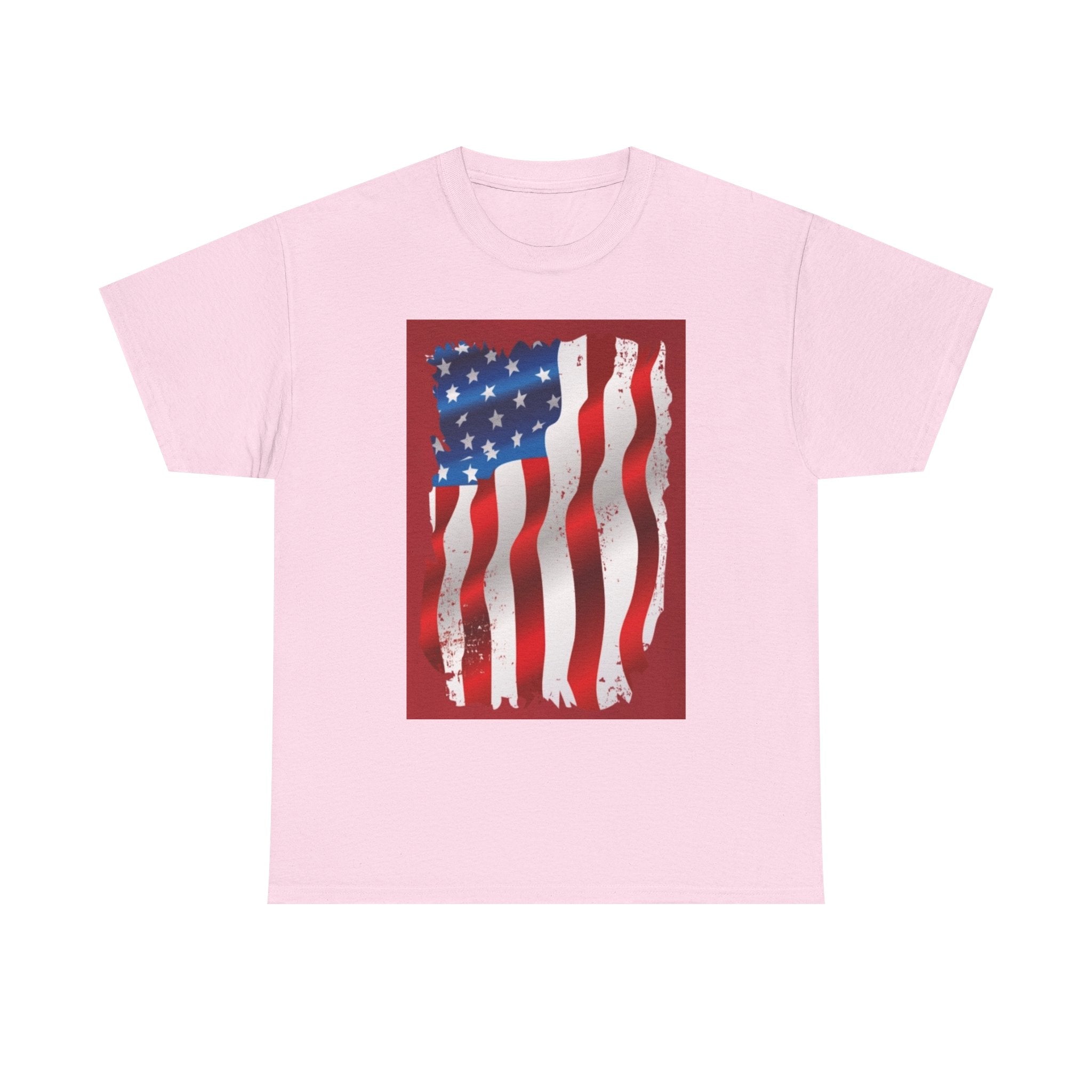 American Flag Graphic Tee — Distressed Wavy Stars & Stripes