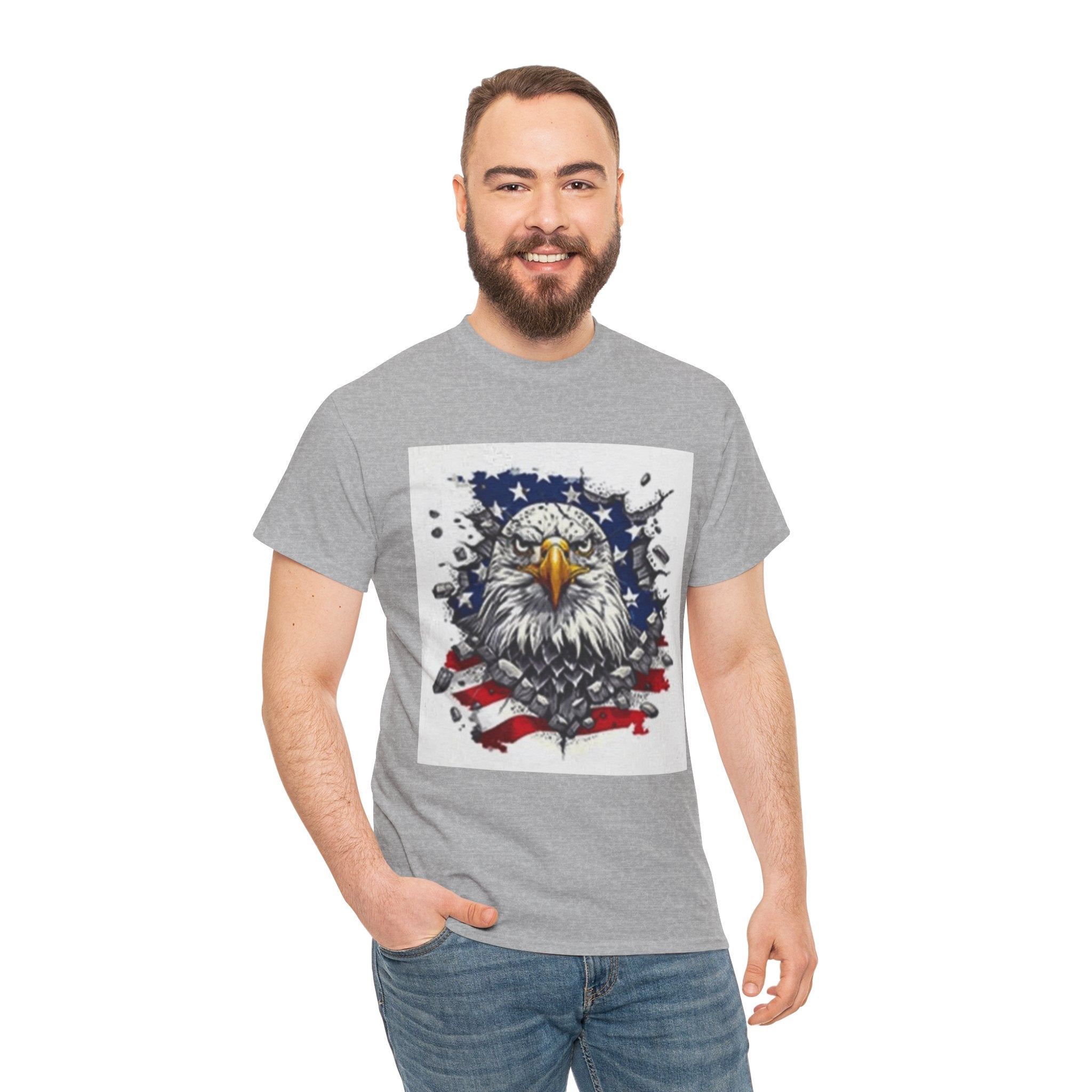 Eagle American Flag T-Shirt — Patriotic Bald Eagle Graphic Tee for 4th of July