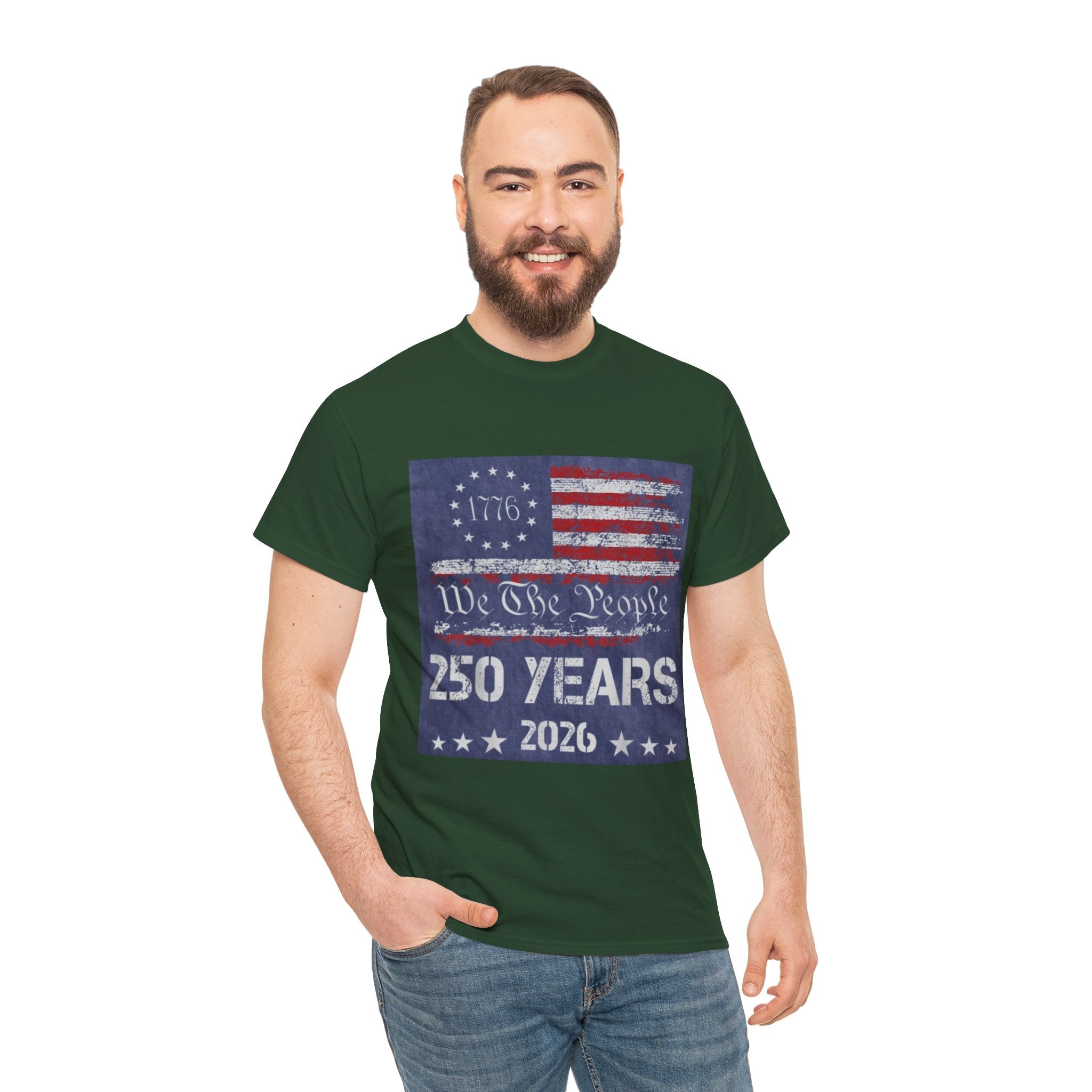 T-Shirt — Vintage 'We The People 250 Years 2026' Patriotic American Flag Tee