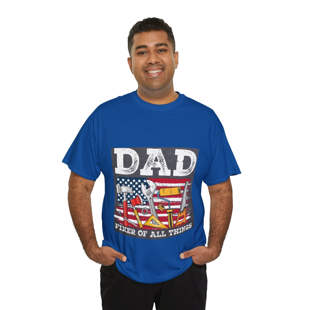 Dad Fixer Of All Things T-Shirt — American Flag Tool Graphic Tee for Fathers
